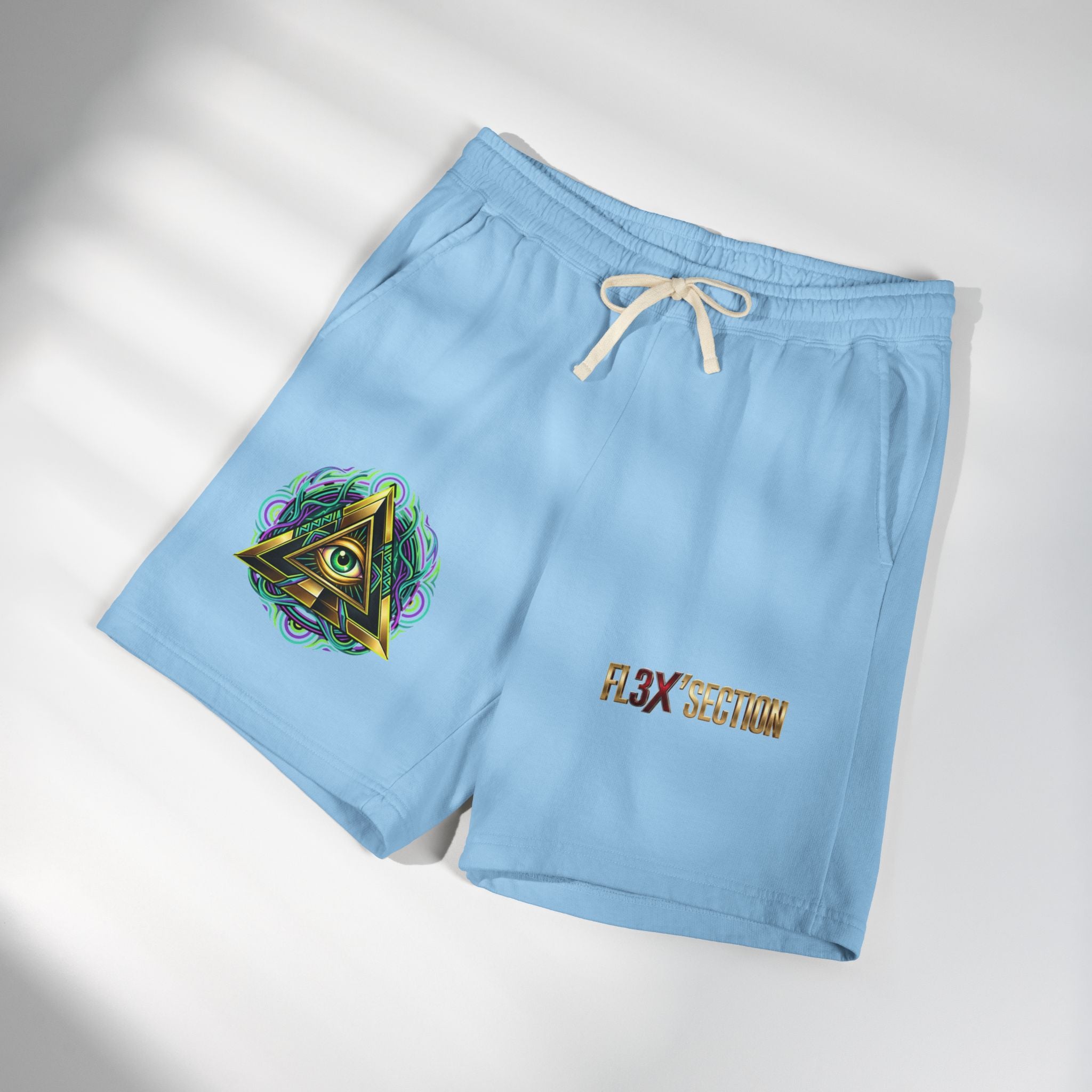 Conscious Symbol Fleece Sweat Shorts — Illuminati Triangle & Anarchy Graphic
