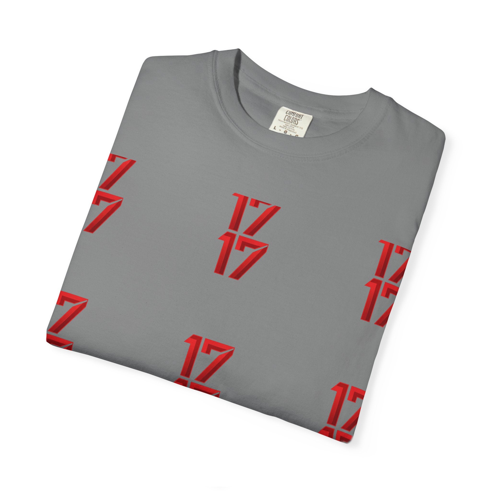 17 Pattern Graphic T-Shirt — Repeating Red Logo Tee