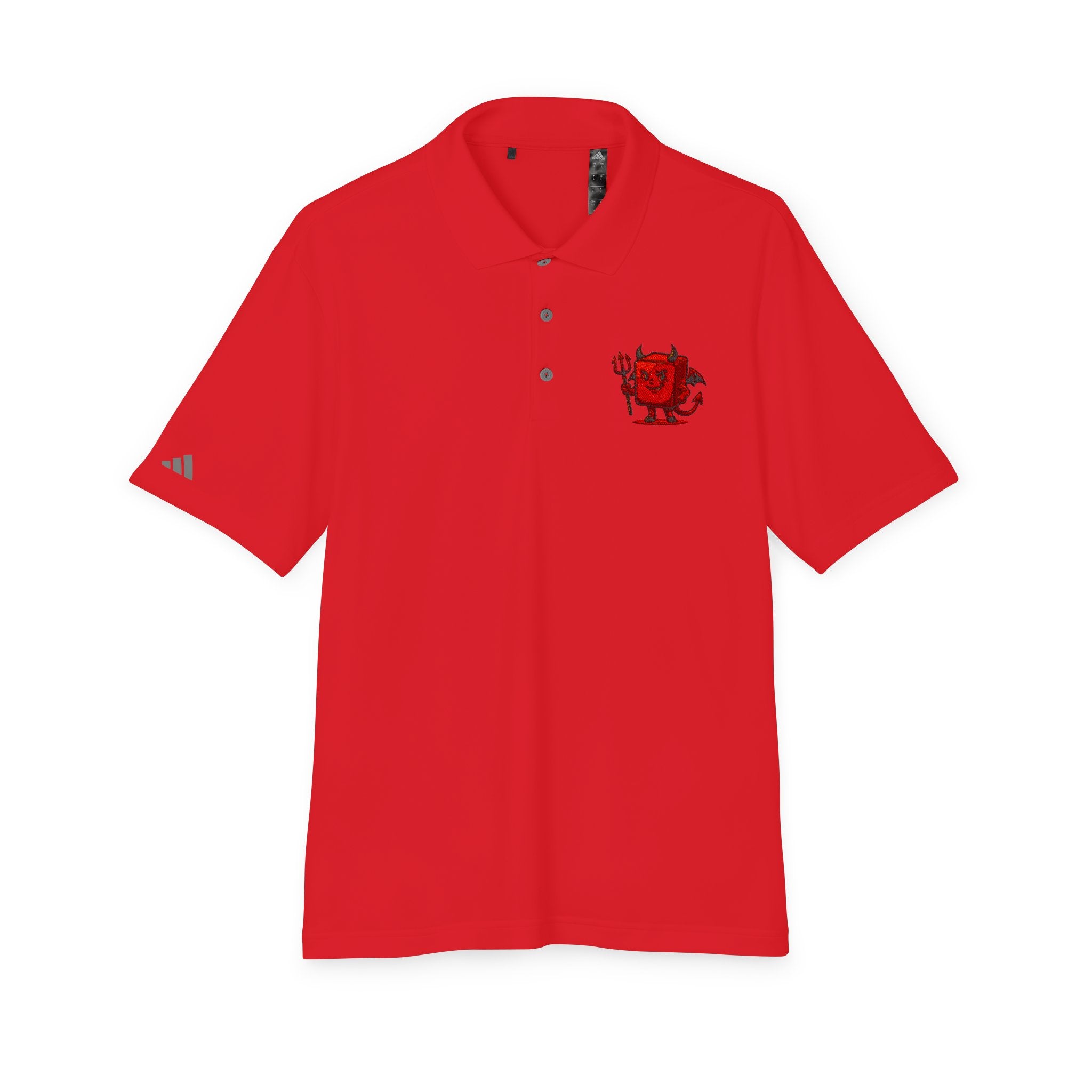Red Devil Logo Polo Shirt — Embroidered Small Chest Graphic, Golf & Casual Wear