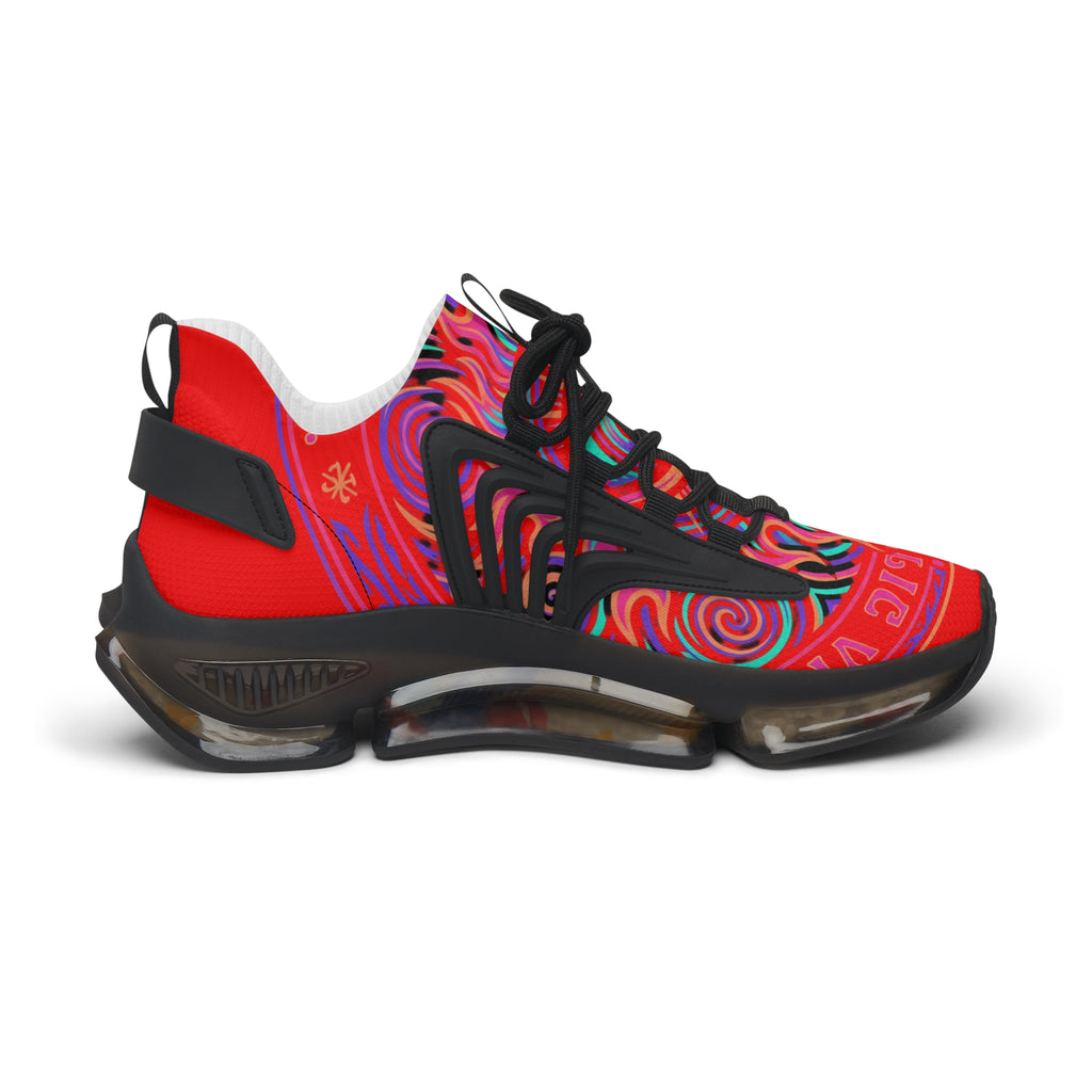 Women’s Mesh Sneakers — Retro Psychedelic Red ‘Psychedelic’ Athletic Shoes