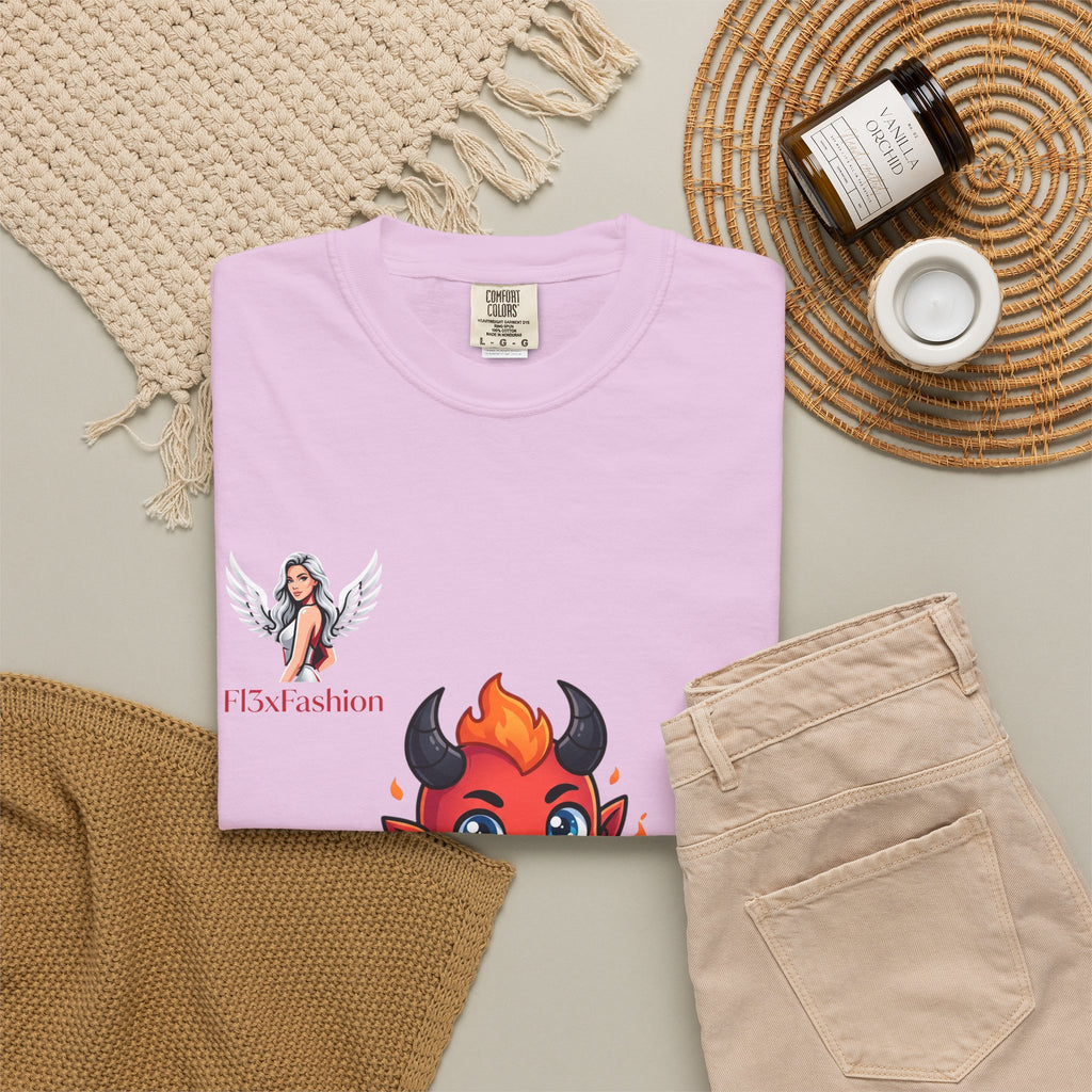 Devil Cartoon Graphic T-Shirt — Fiery Cute Demon Design