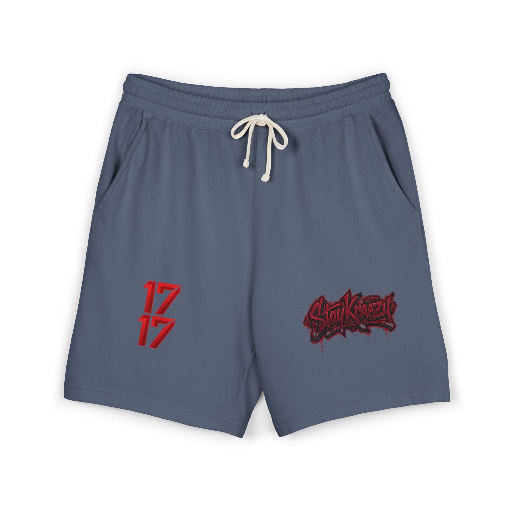 Fleece Sweat Shorts — Retro Egyptian Pyramids & 17 Graphic Lounge Shorts