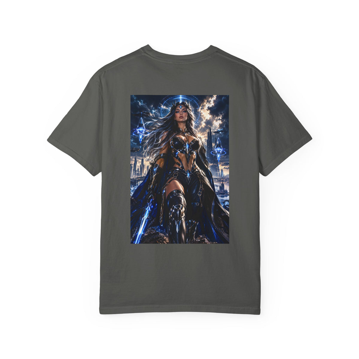 Graphic T-Shirt — Mythic Warrior Back Print with Crest Logos