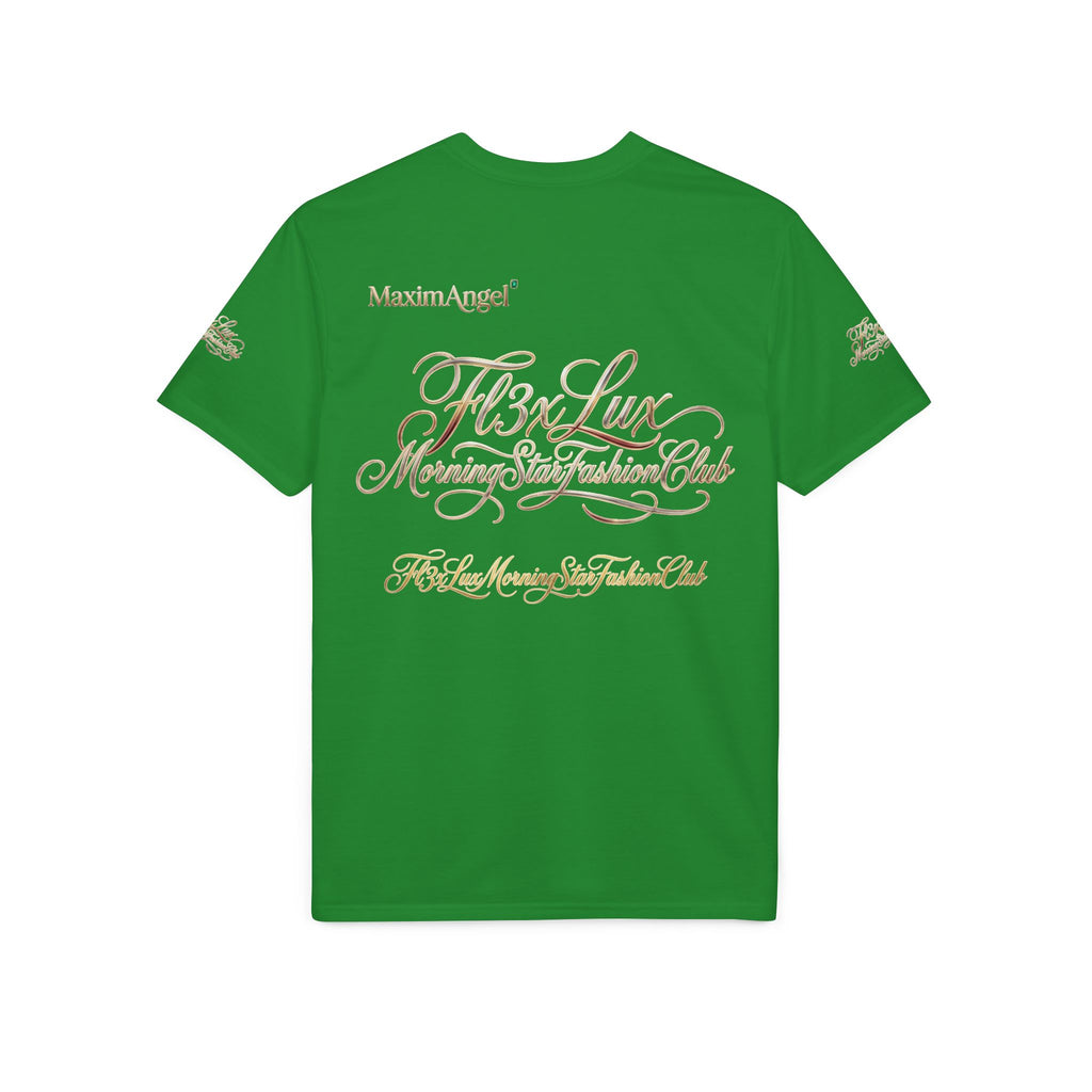 Luxury Gold Script Performance T-Shirt — F3xLux Morning Stay Fashion Club Design