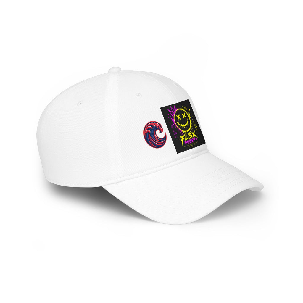 Low Profile Baseball Cap — Neon Grin Streetwear Hat with 'FL3X' Graphic