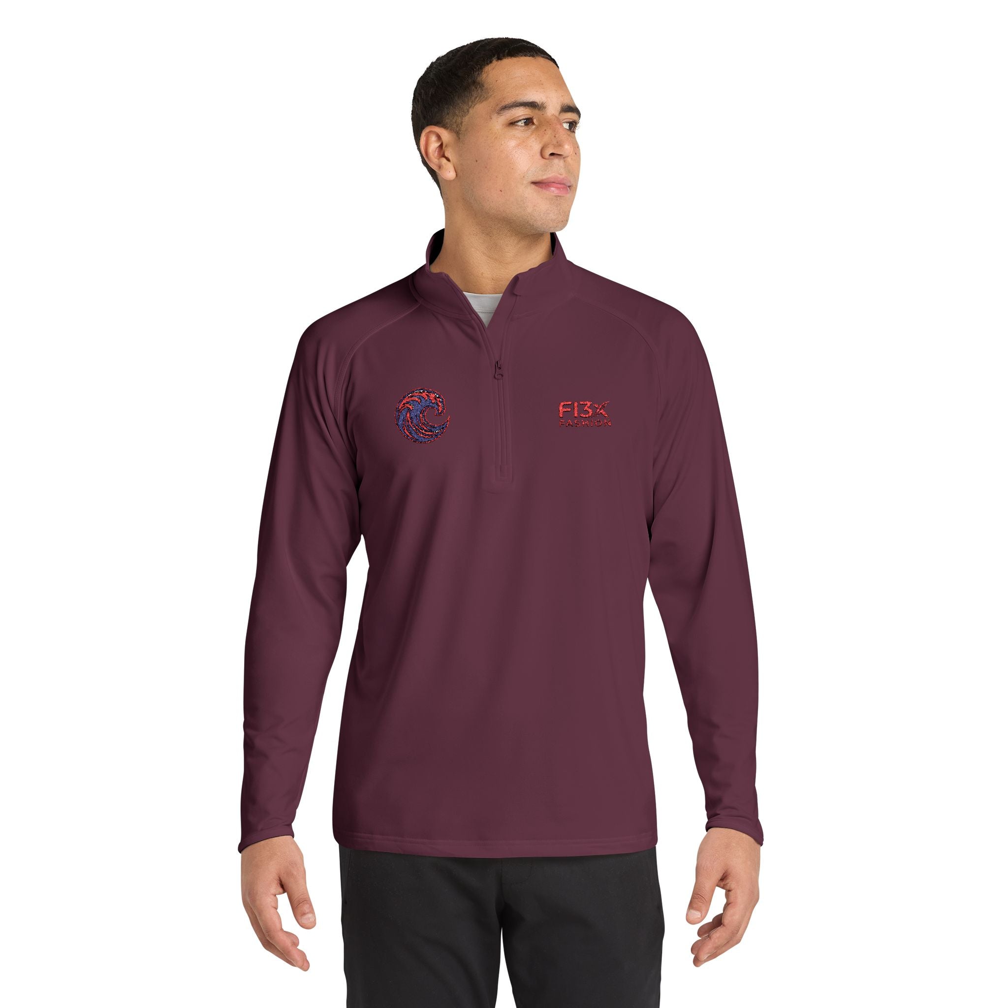 Embroidered Men's Quarter-Zip Pullover — FISX Racing Logo