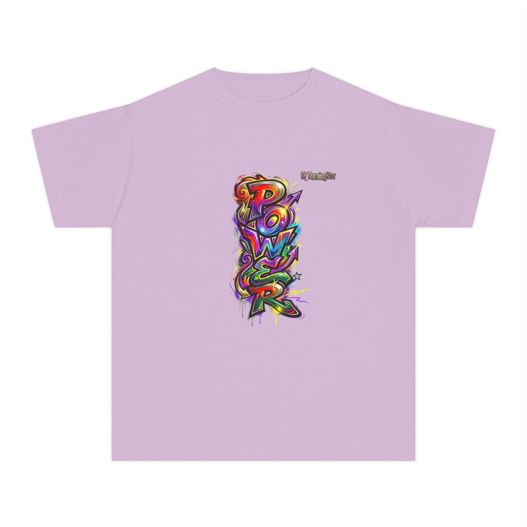 Youth Tee - Colorful 'Power' Graffiti Vertical Graphic