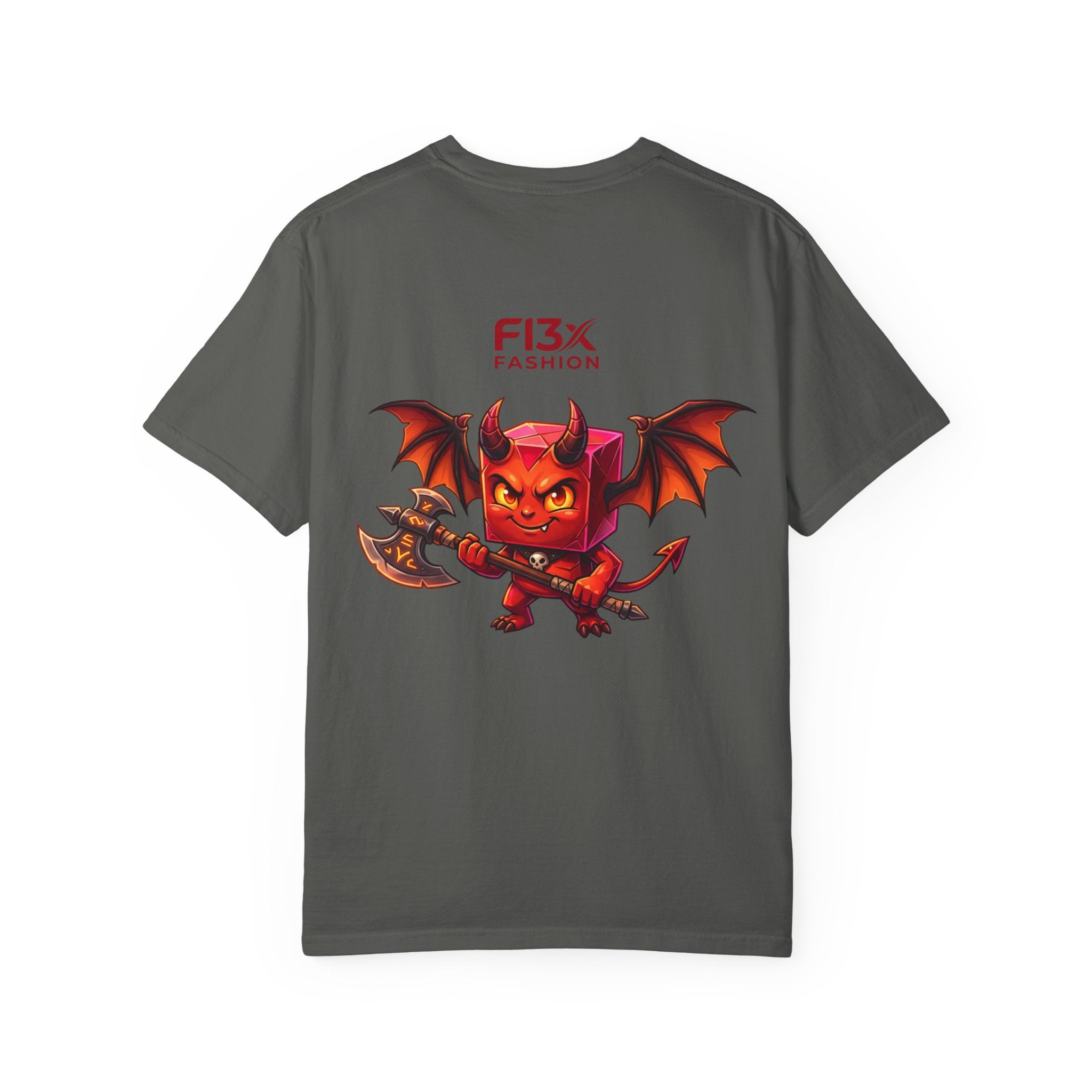 Devil Mascot T-Shirt — 'F13X Fashion' Graphic Tee (Front Chest & Back Print)