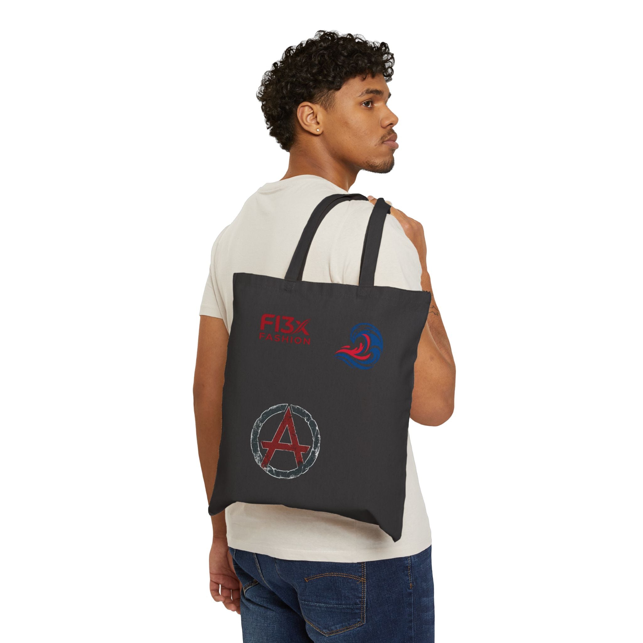 Graphic Canvas Tote Bag — 'ImaSoldier' & Emblem Print Cotton Shopper