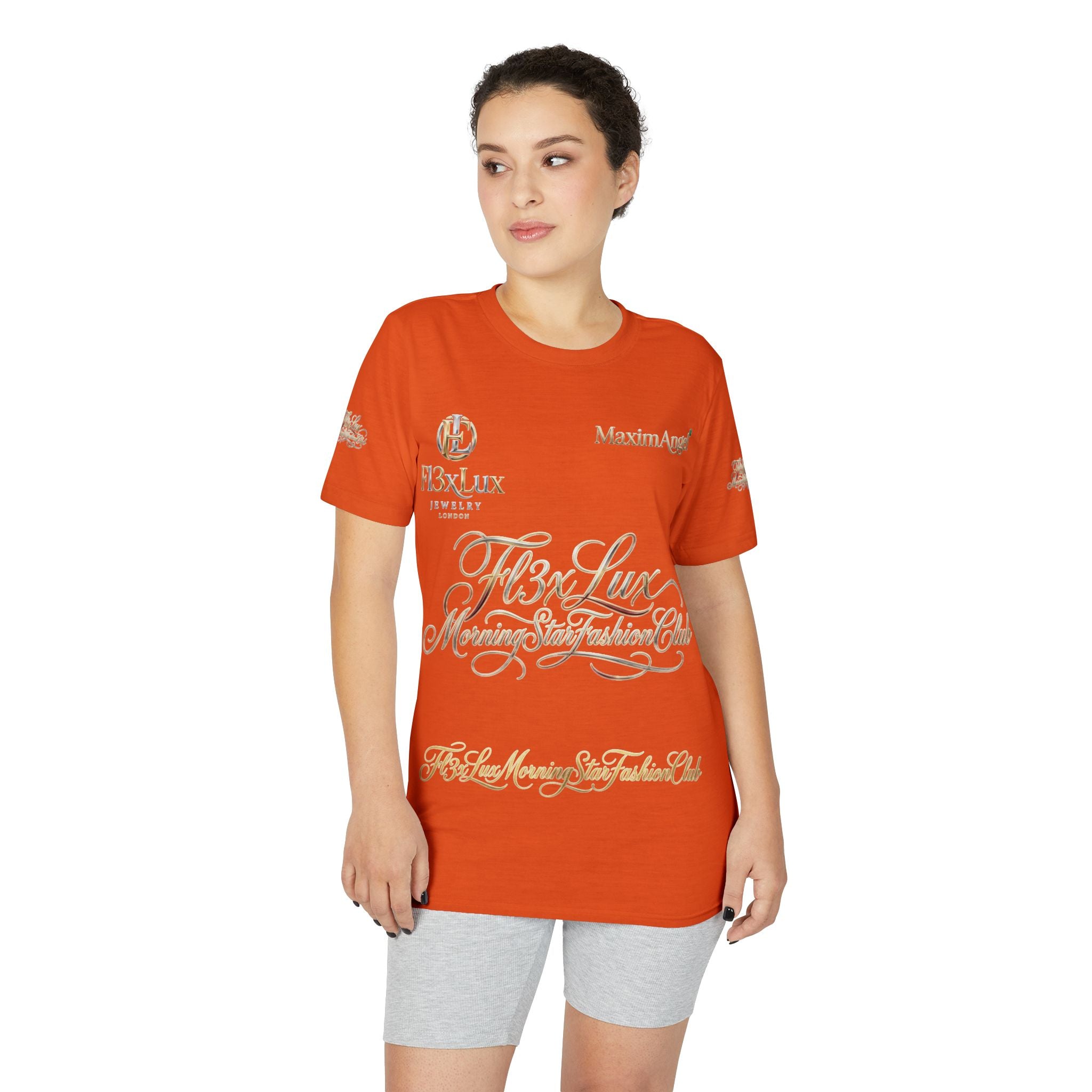 Luxury Gold Script Performance T-Shirt — F3xLux Morning Stay Fashion Club Design