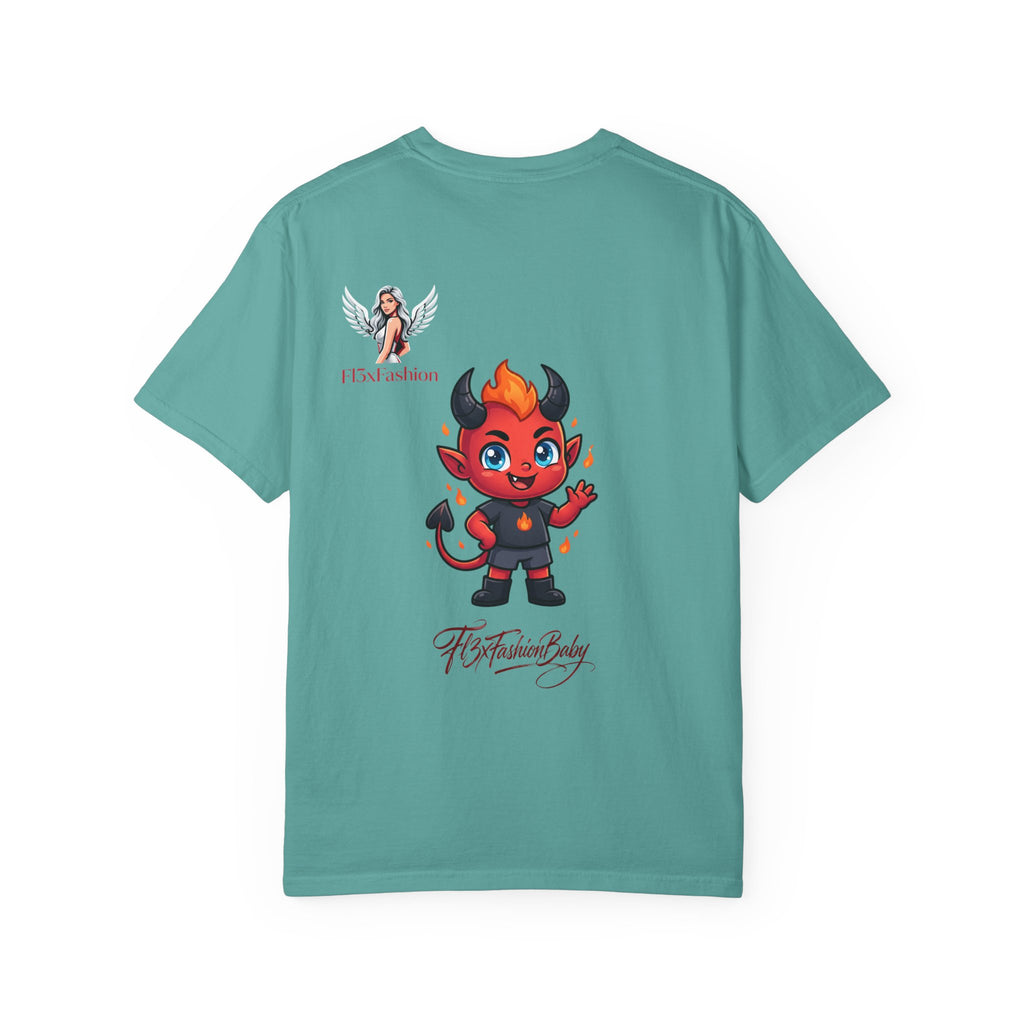Devil Cartoon Graphic T-Shirt — Fiery Cute Demon Design