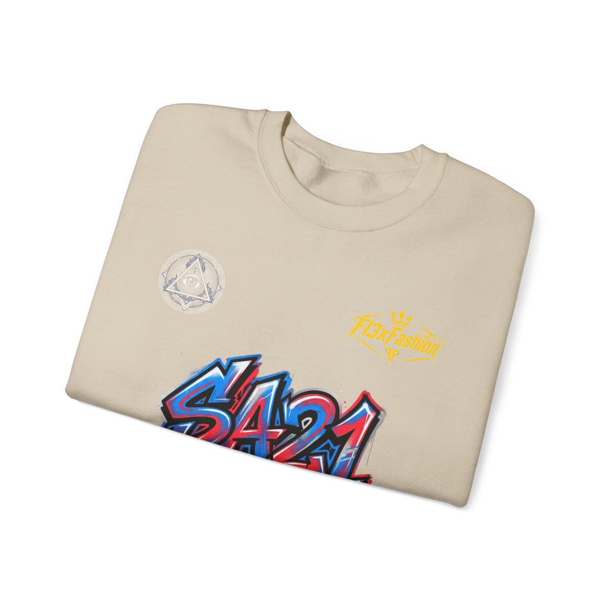 Graffiti 'SA21' Crewneck Sweatshirt – Urban Streetwear Graphic Pullover