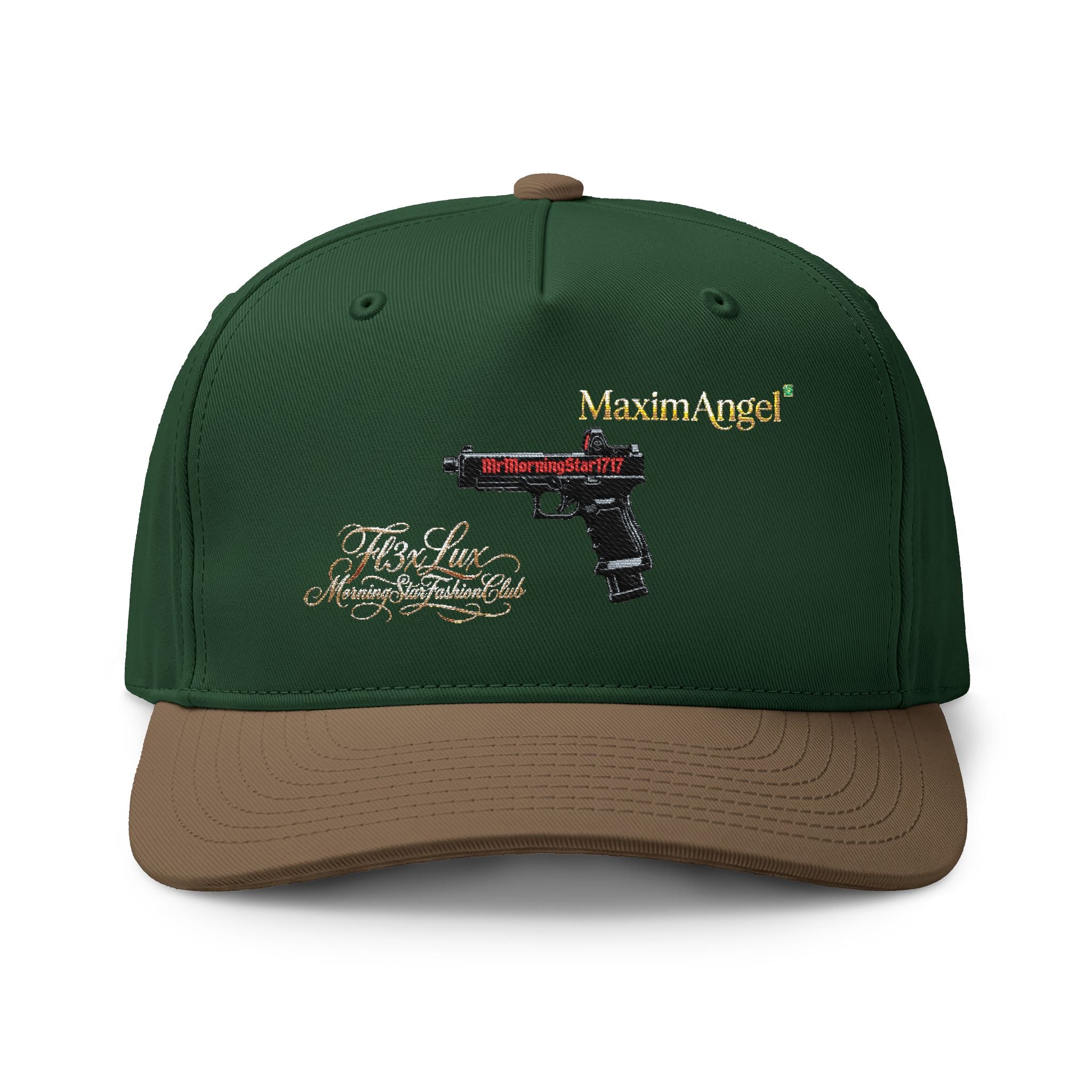 Two-Tone Cap — Embroidered Handgun Graphic "Marine Angel" Trucker Hat