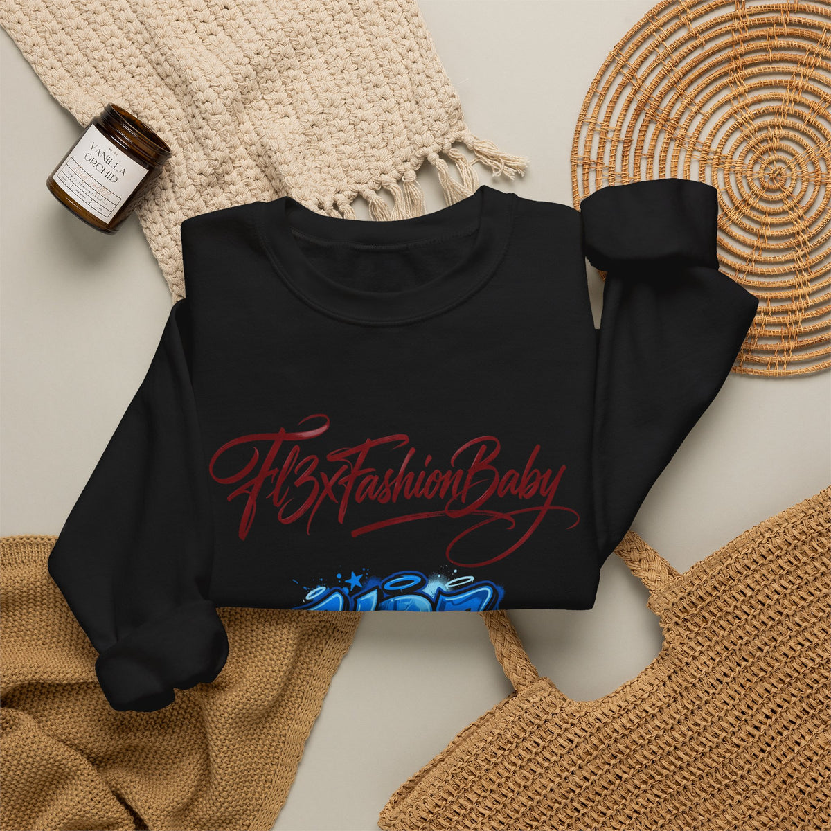Crewneck Sweatshirt — KBZ Graffiti Logo "FtxFashionBaby" Streetwear