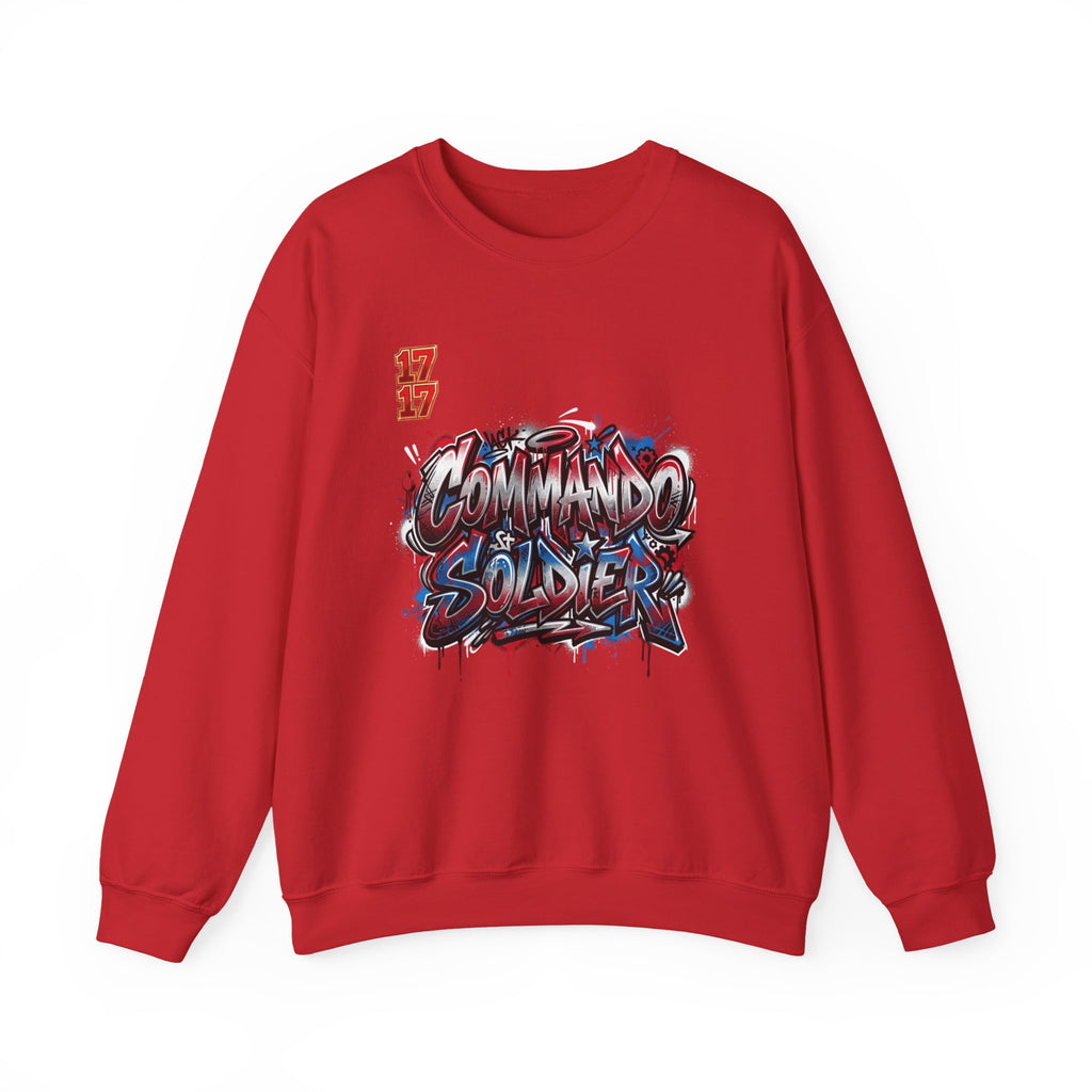 Crewneck Sweatshirt — 'Commando Soldier' Graffiti Graphic Crewneck