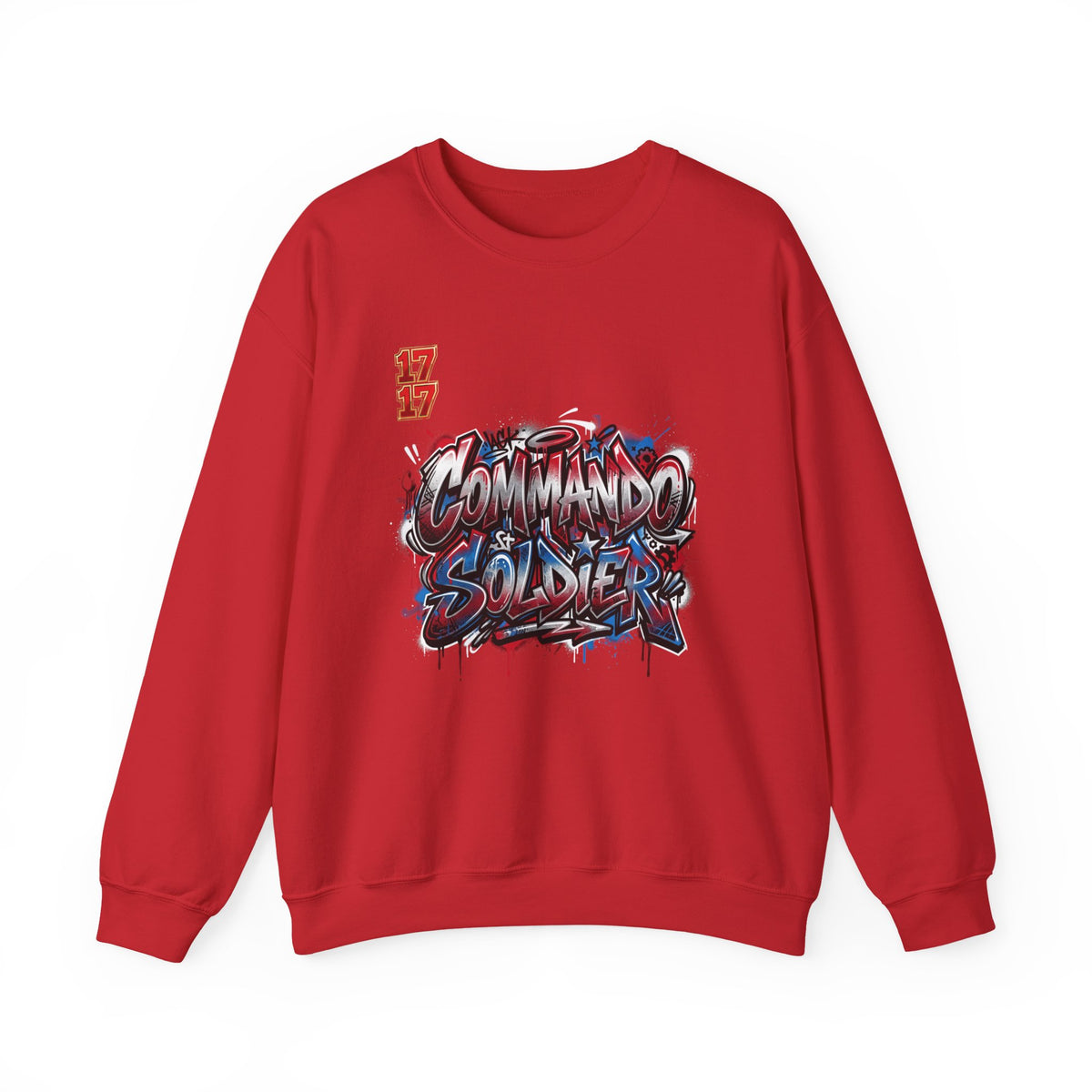 Crewneck Sweatshirt — 'Commando Soldier' Graffiti Graphic Crewneck