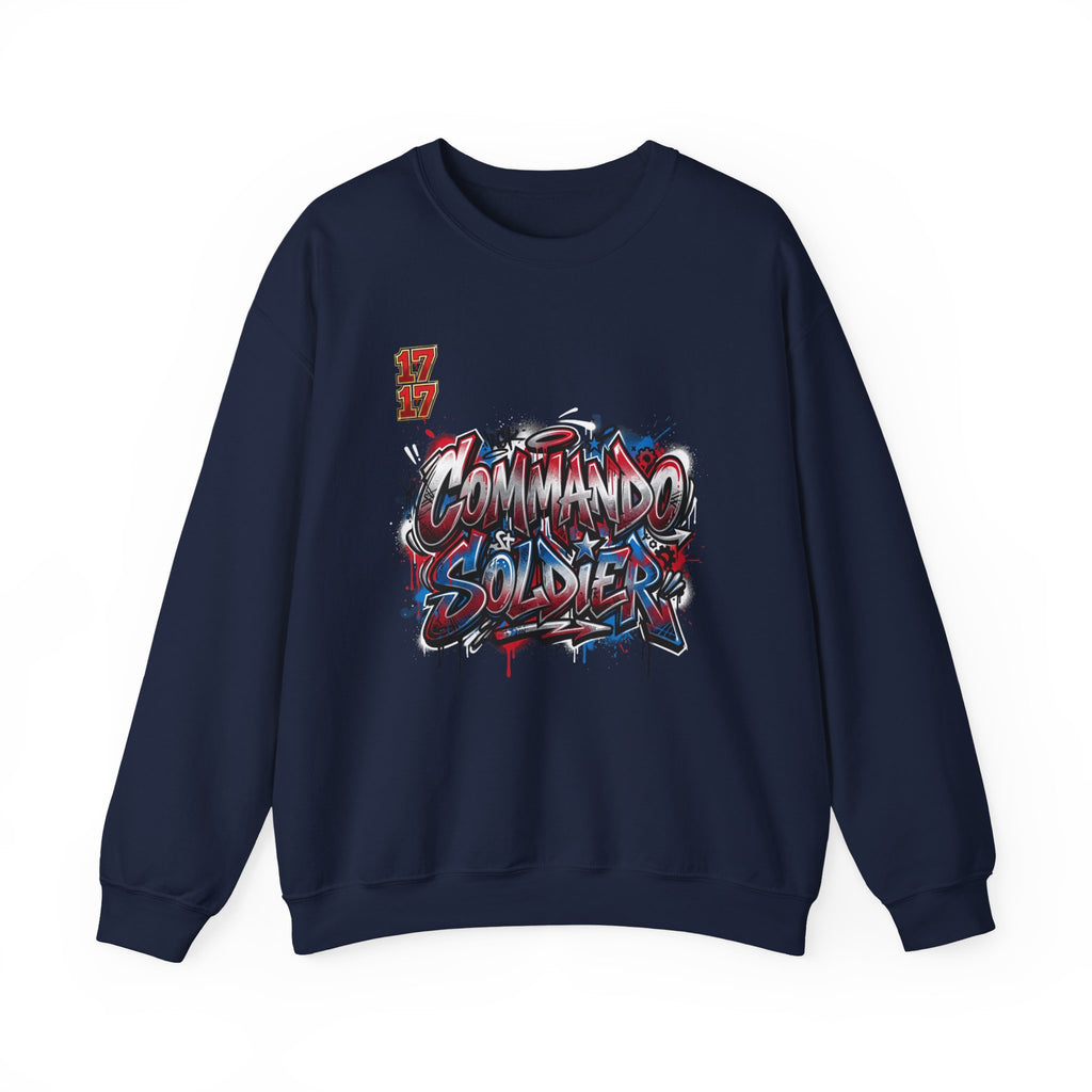 Crewneck Sweatshirt — 'Commando Soldier' Graffiti Graphic Crewneck