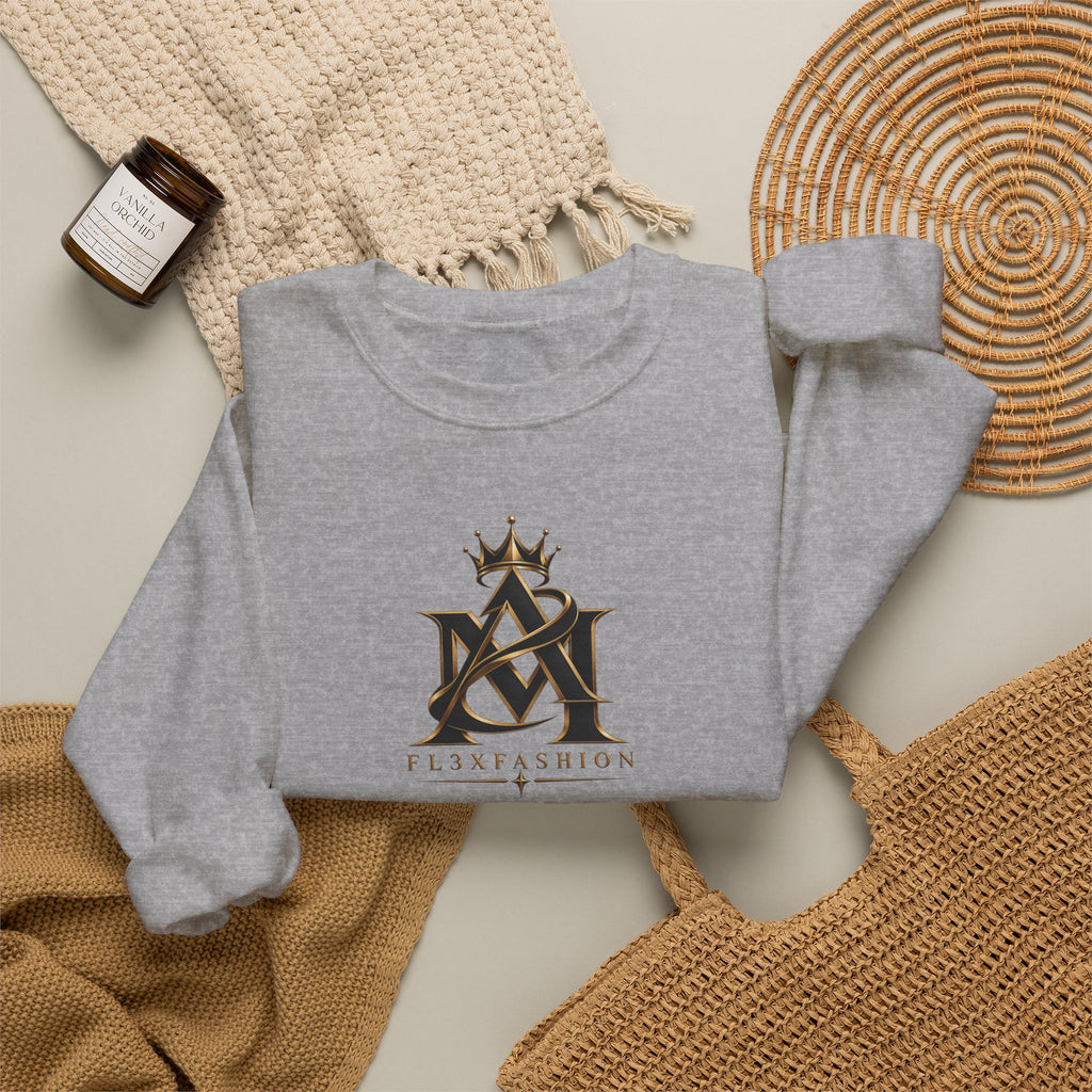 Asian-Inspired Logo Crewneck Sweatshirt — Monogram, Kanji & Lucky Charm Design