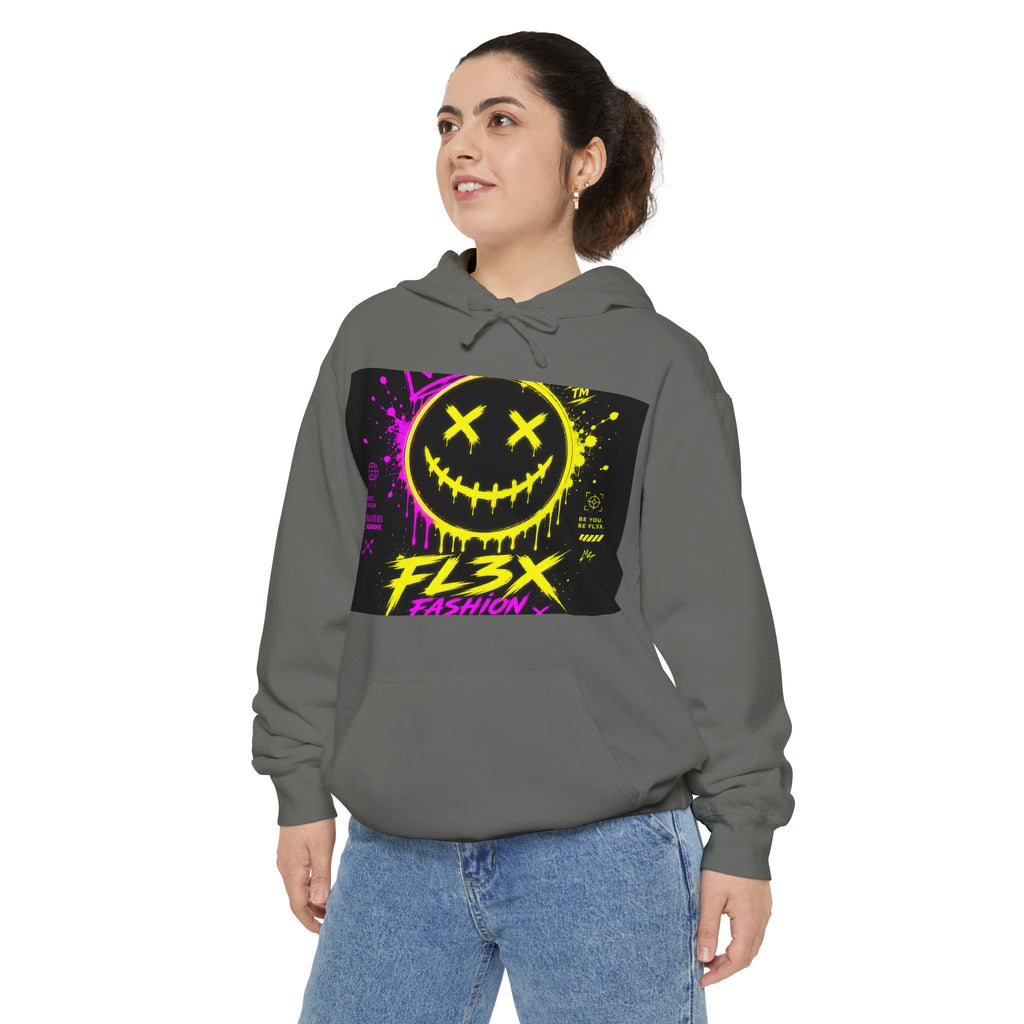 Graffiti Smiley Hoodie — FL3X Neon Streetwear Pullover