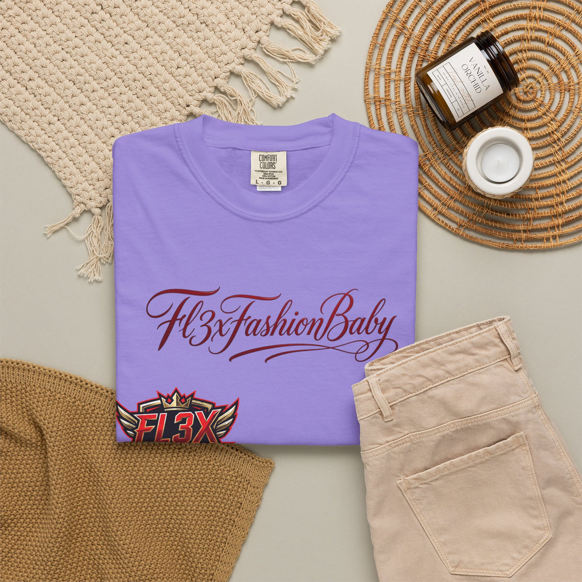 Artistic Floral Portrait T-Shirt — 'Fl3xFashionBaby' Graphic Tee