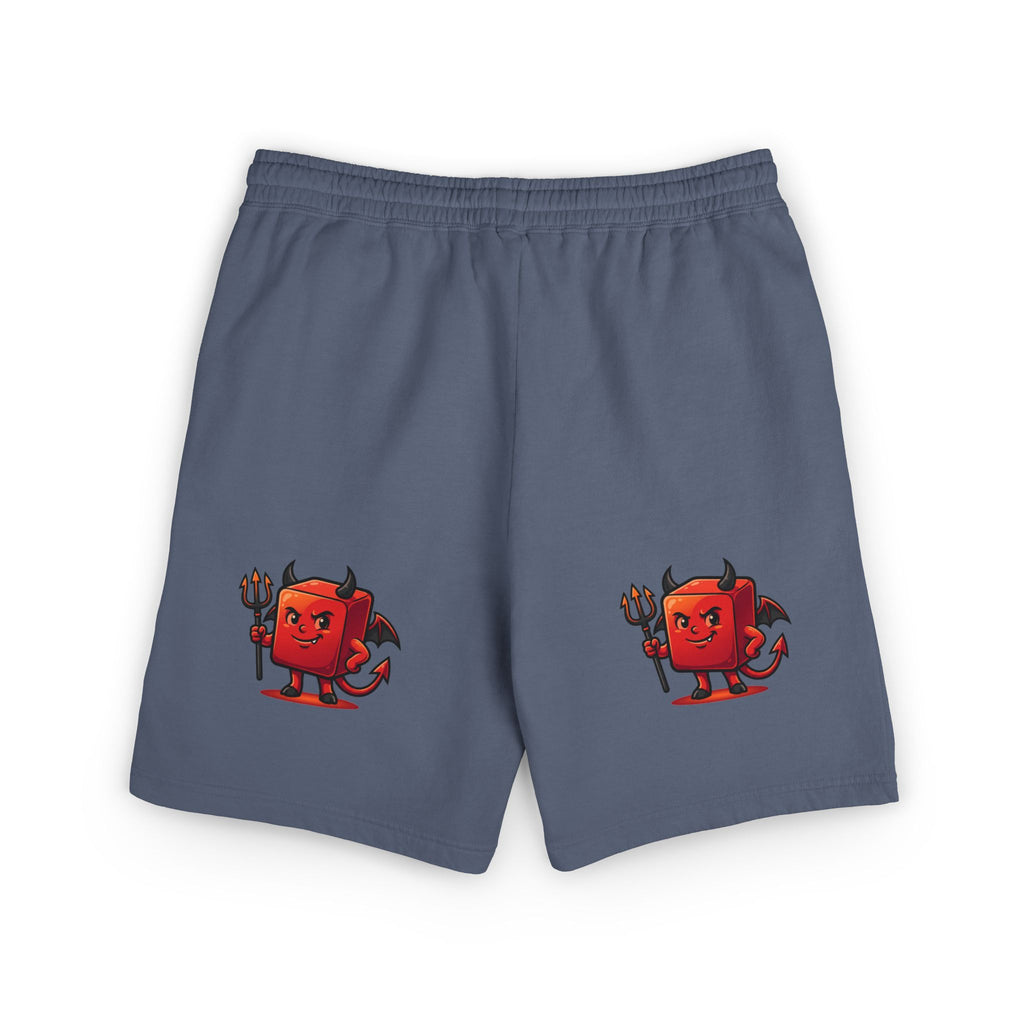 Devil Doodle Fleece Sweat Shorts — Cute Red Demon Graphic Lounge Shorts