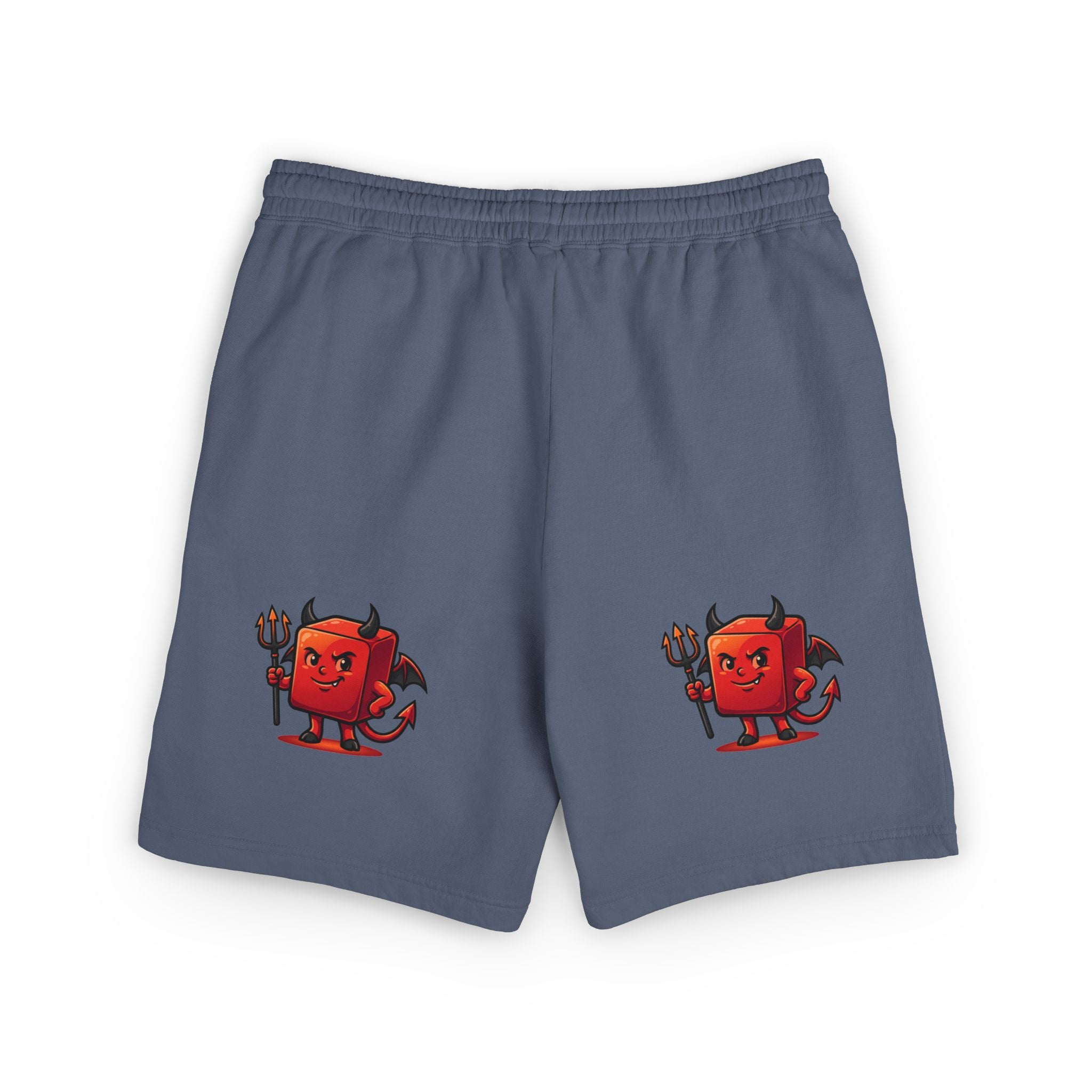 Devil Doodle Fleece Sweat Shorts — Cute Red Demon Graphic Lounge Shorts