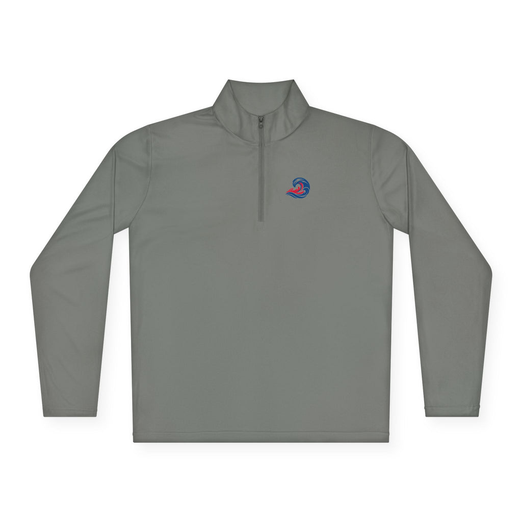 Quarter-Zip Pullover — Coastal Wave Logo Pullover with Back Graphic