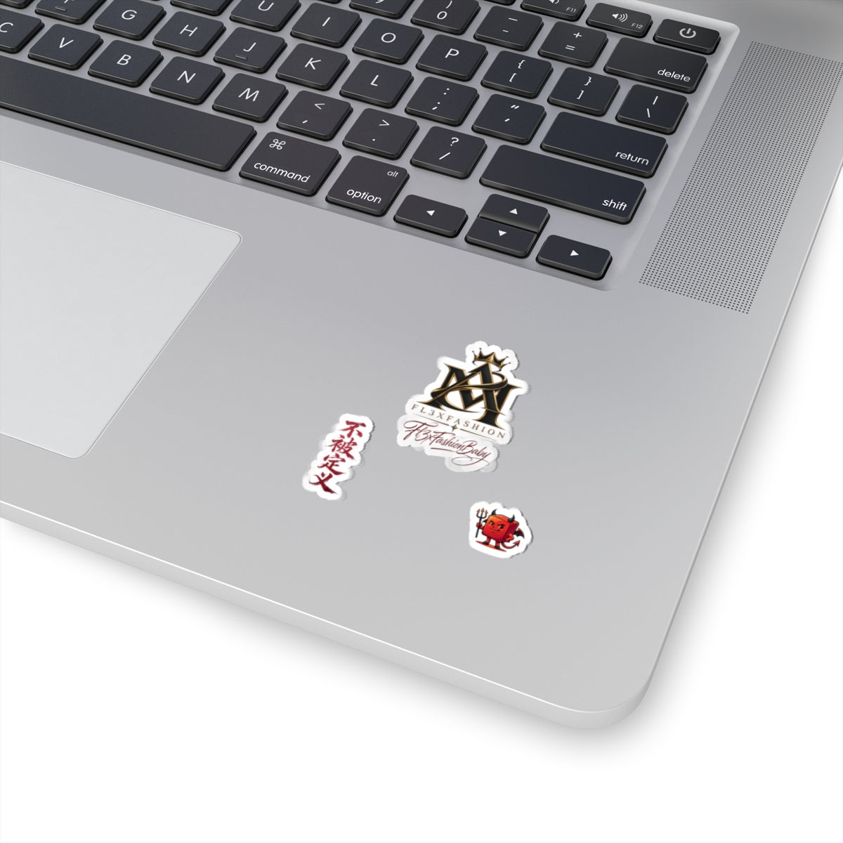 Kiss-Cut Sticker Pack — FL3XFASHION Logo, Calligraphy & Cute Devil Laptop Decals