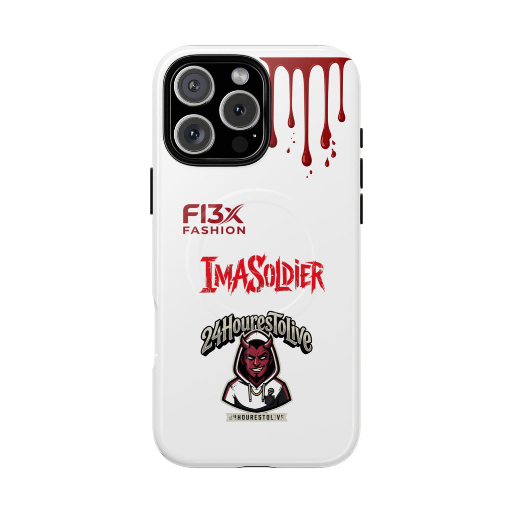 Tough Magnetic Phone Case — 'ImASoldier' Blood Drip Gaming Design