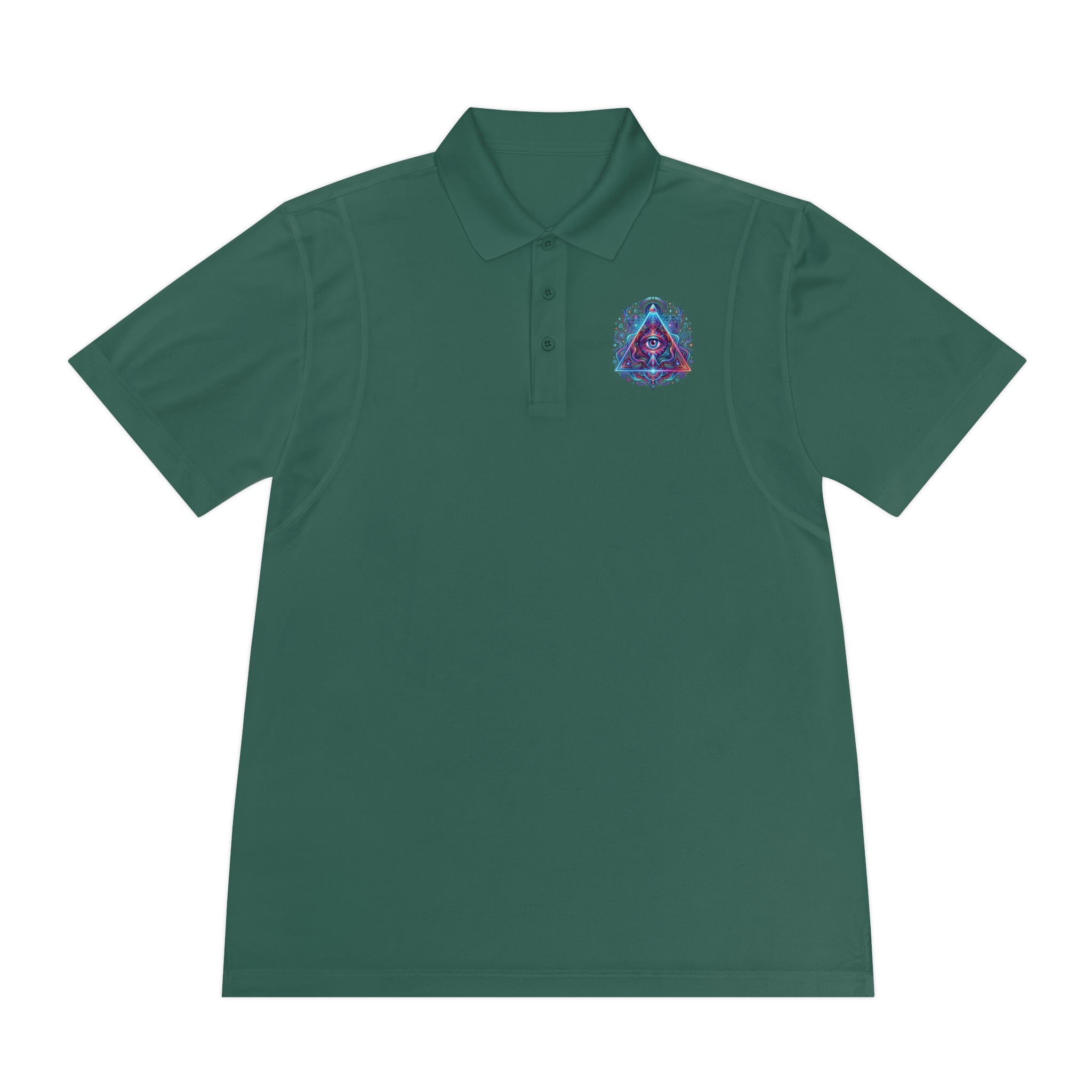 Men's Polo Shirt — Mystic All-Seeing Eye Triangle Design with 17/17 Accent