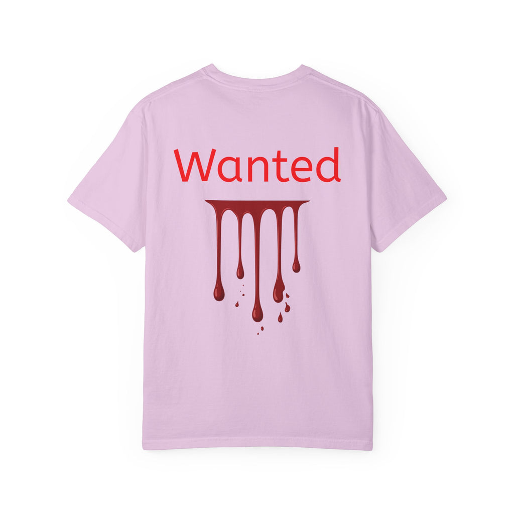 Graphic T-Shirt — Vintage Pyramid Collage with 'Wanted' Drip Design