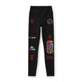Graphic Patchwork Women's Leggings — Colorful Art & Emblem Print