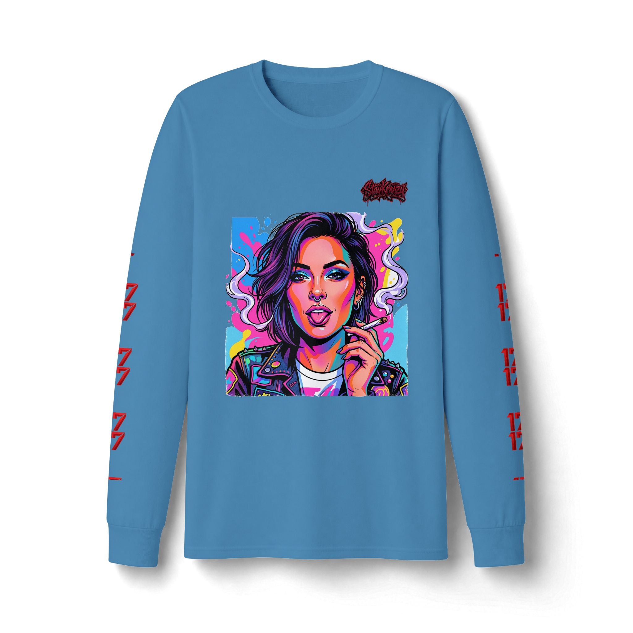 Long Sleeve Tee — Neon Pop Portrait Graphic