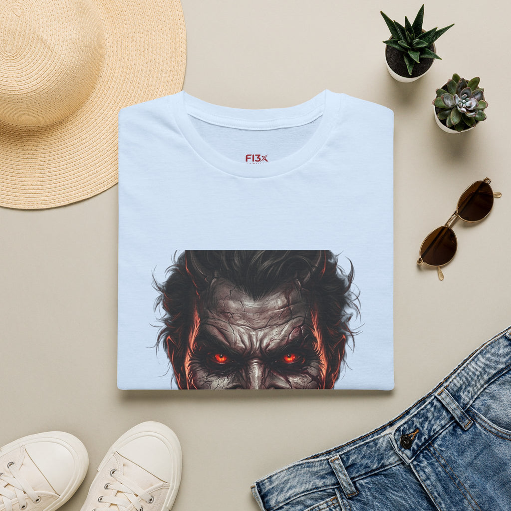 Horror Joker Face T-Shirt — Red-Eyed Villain Graphic Tee
