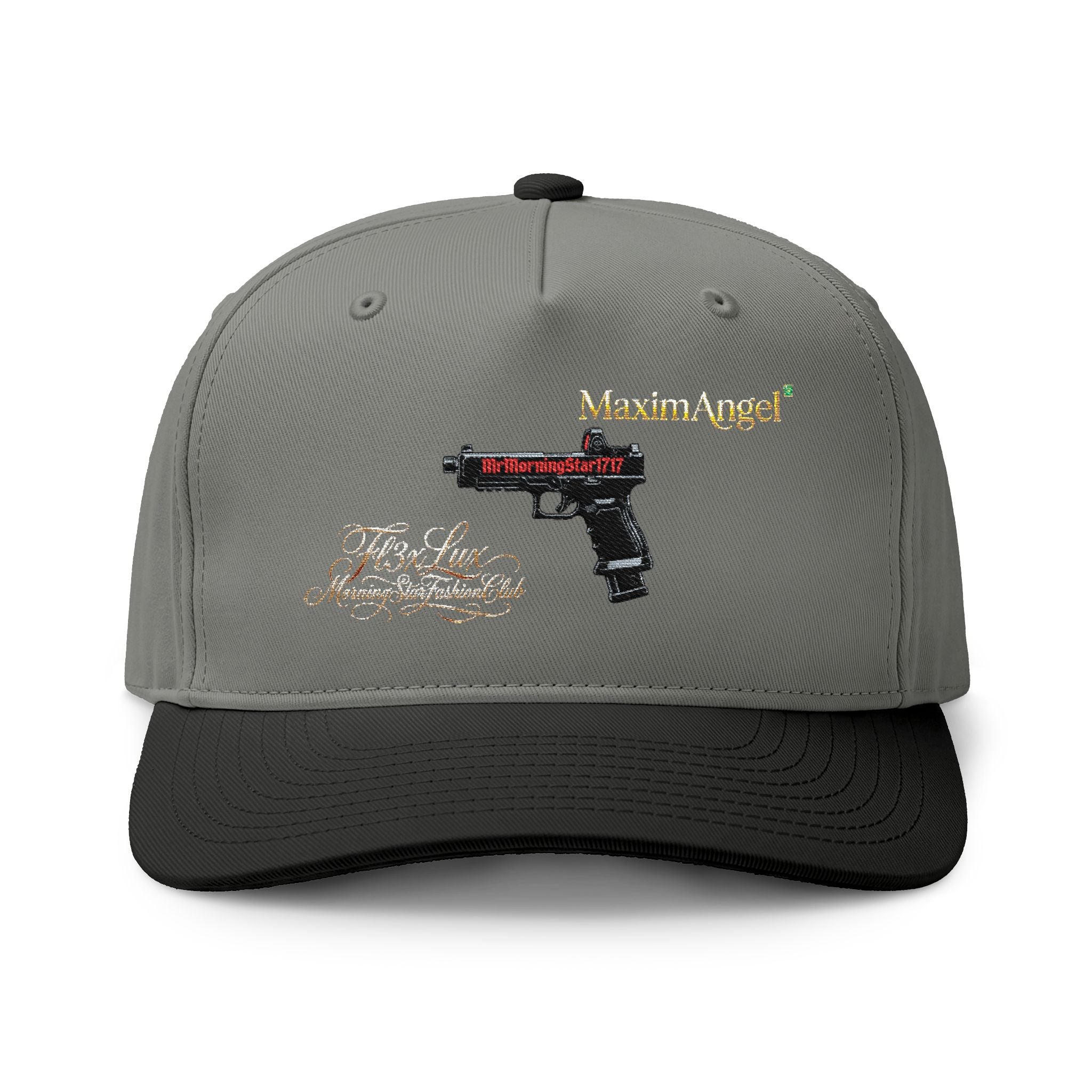 Two-Tone Cap — Embroidered Handgun Graphic "Marine Angel" Trucker Hat