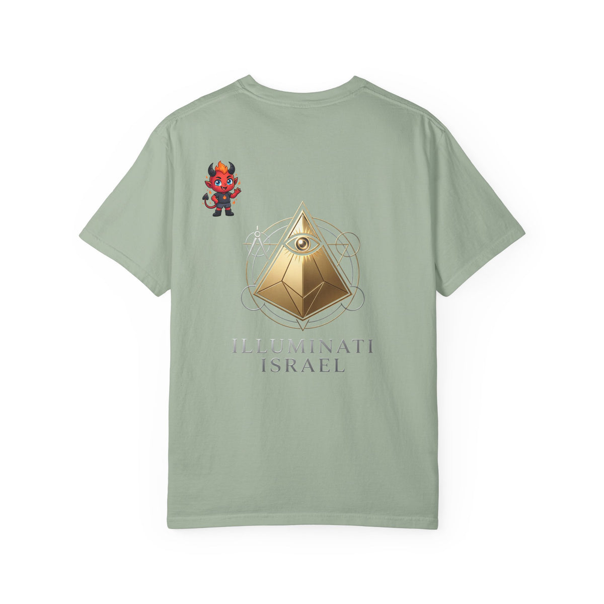 Illuminati Israel Pyramid T-Shirt with Devil Character Pattern