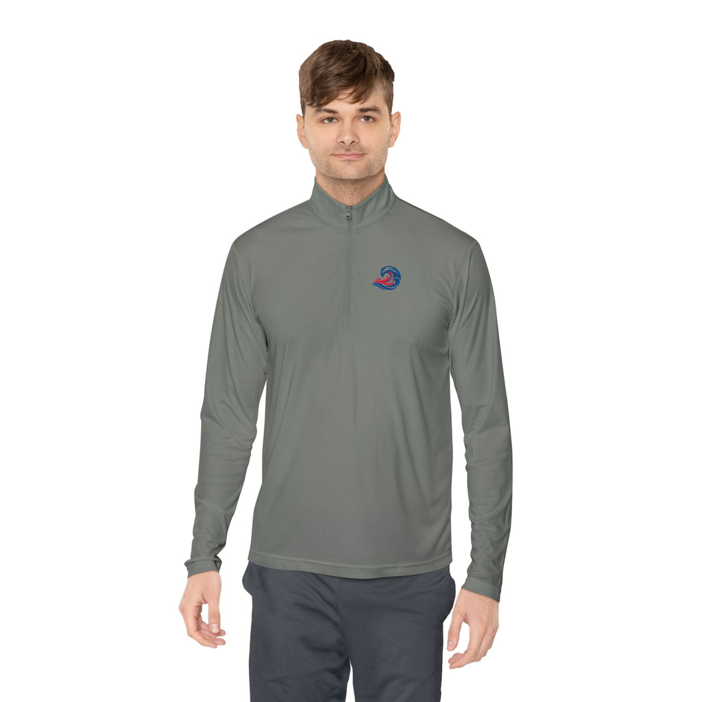 Quarter-Zip Pullover — Coastal Wave Logo Pullover with Back Graphic