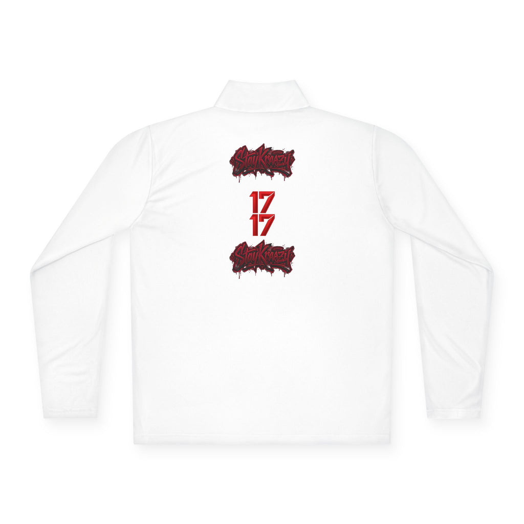 Quarter-Zip Pullover — Minimal Red '17' Logo Athletic Pullover