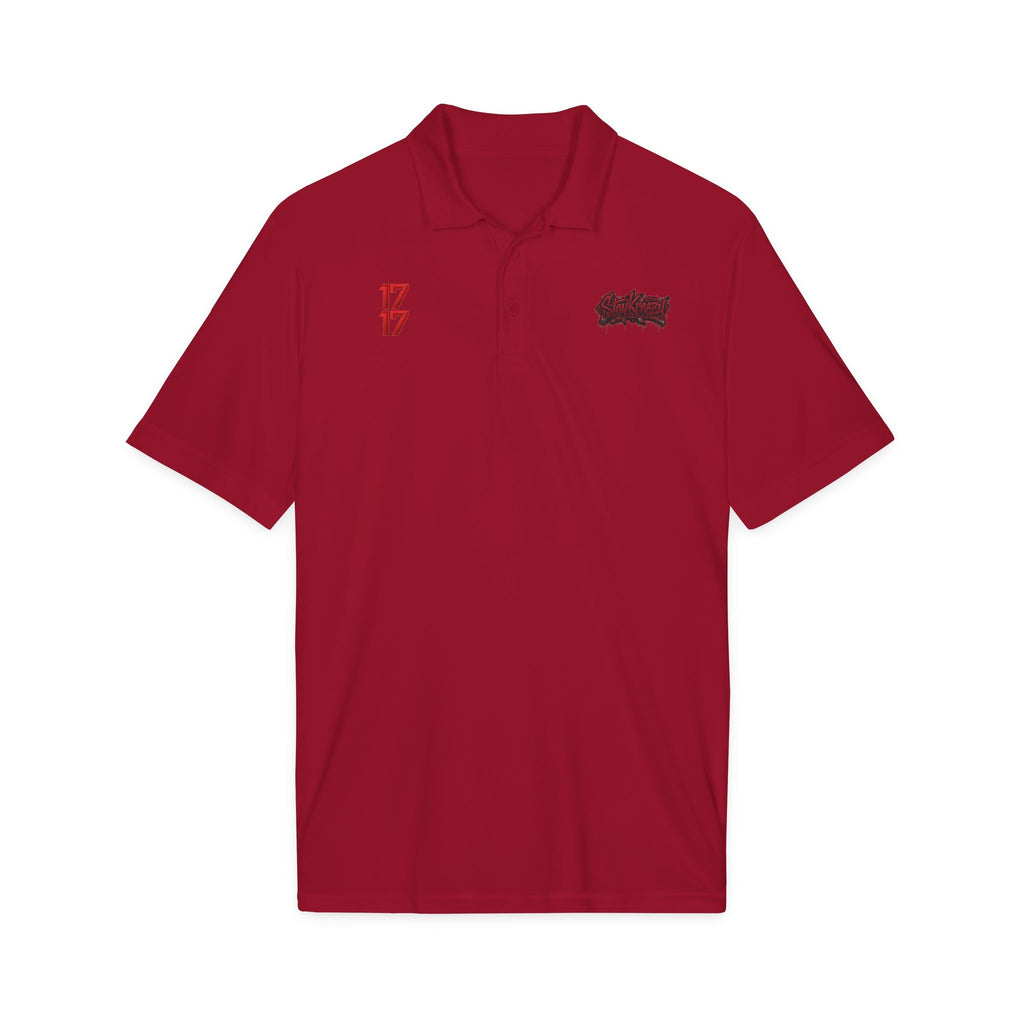 White Polo Shirt with Red '17' and Grunge Logo – Athletic Team Polo