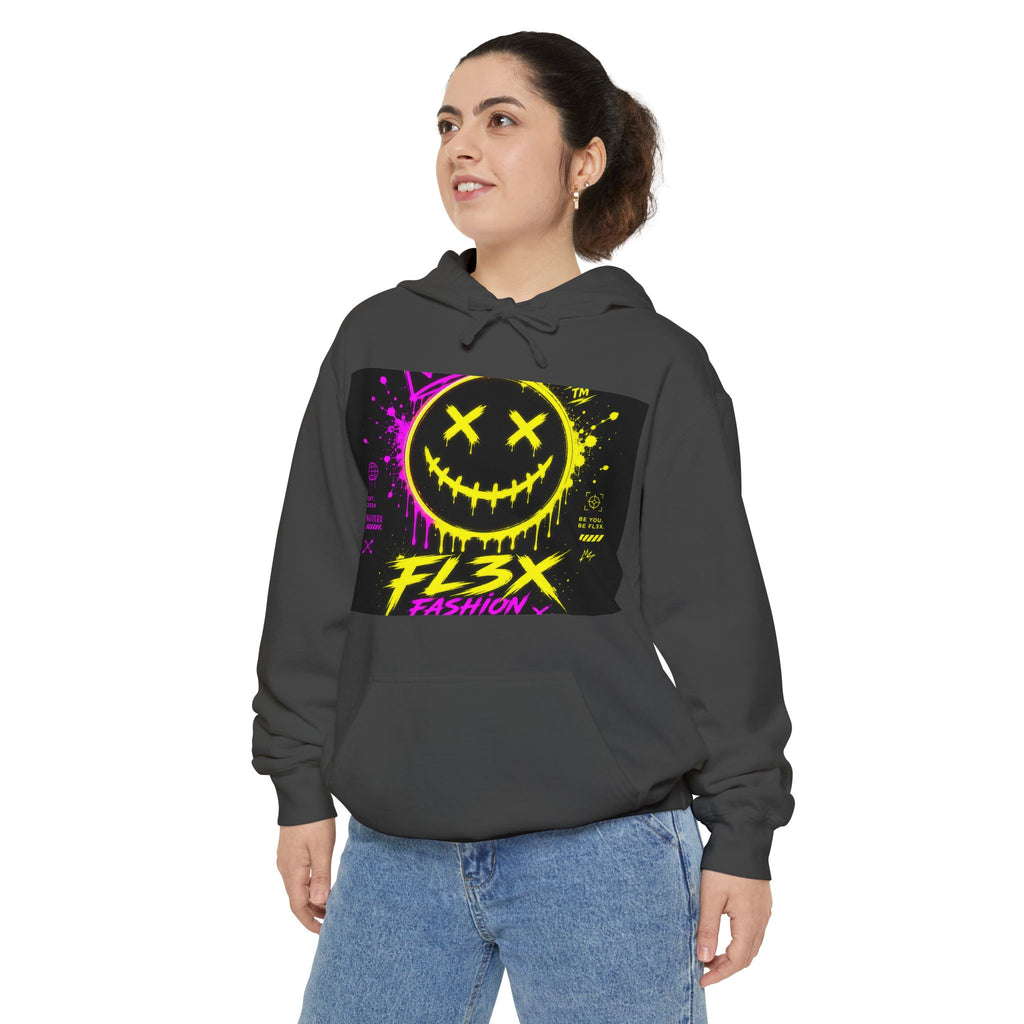 Graffiti Smiley Hoodie — FL3X Neon Streetwear Pullover