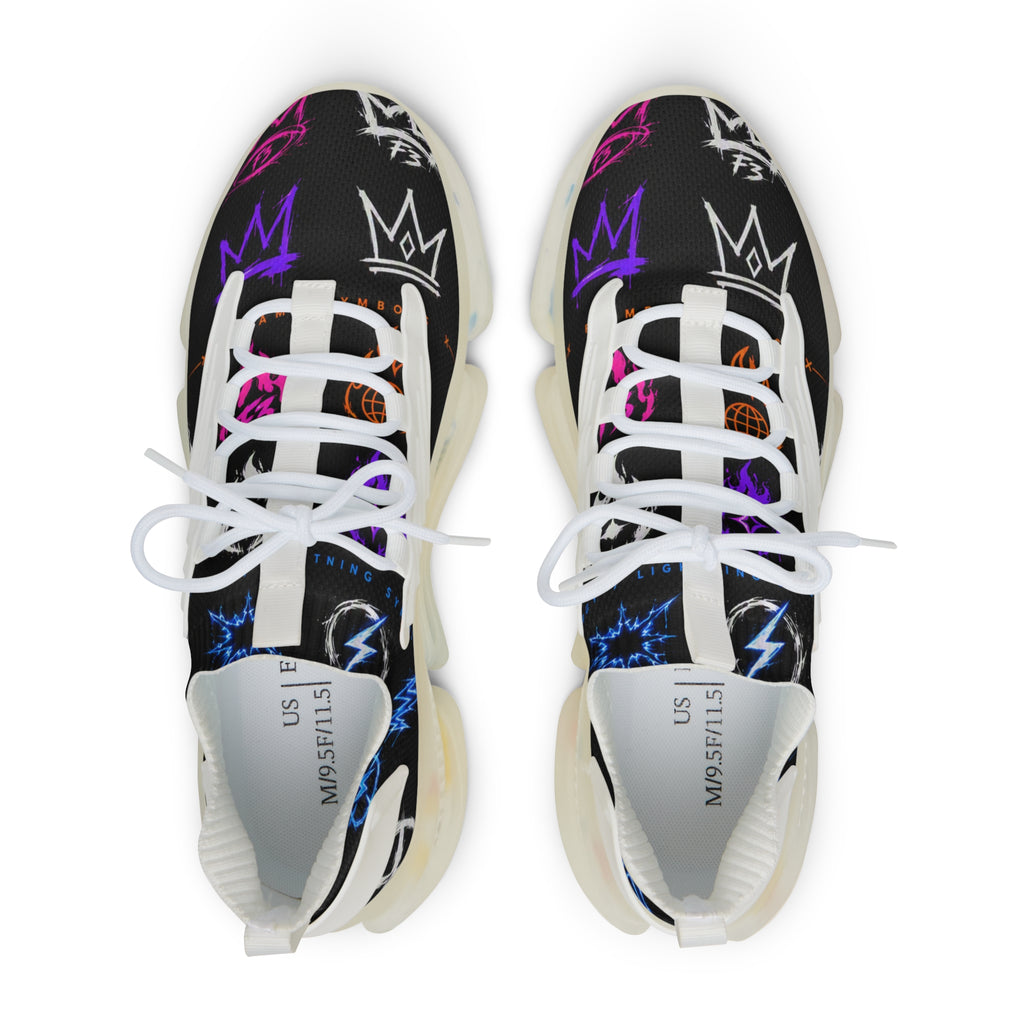 Men's Mesh Sneakers — Streetwear Graffiti Crown Print Athletic Shoes