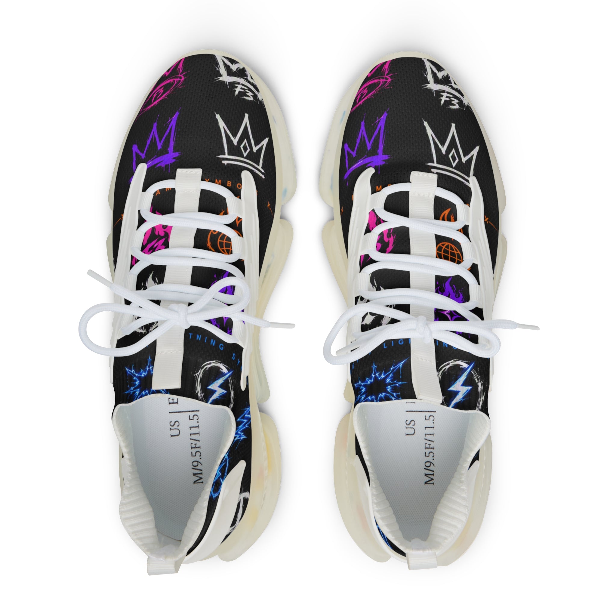 Men's Mesh Sneakers — Streetwear Graffiti Crown Print Athletic Shoes