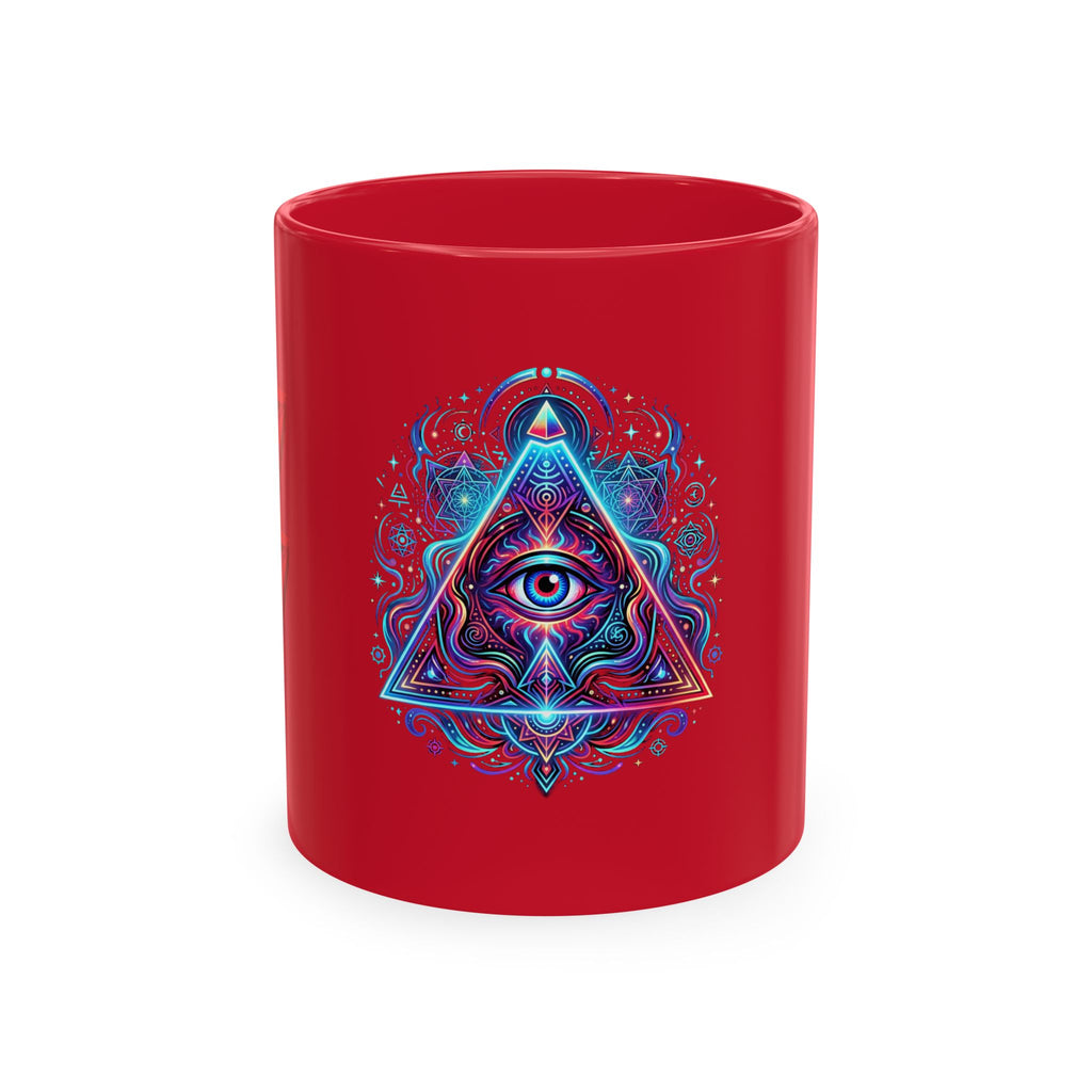Ceramic Mug — Mystic Third Eye Pyramid Design with 7/17 Red Numerals