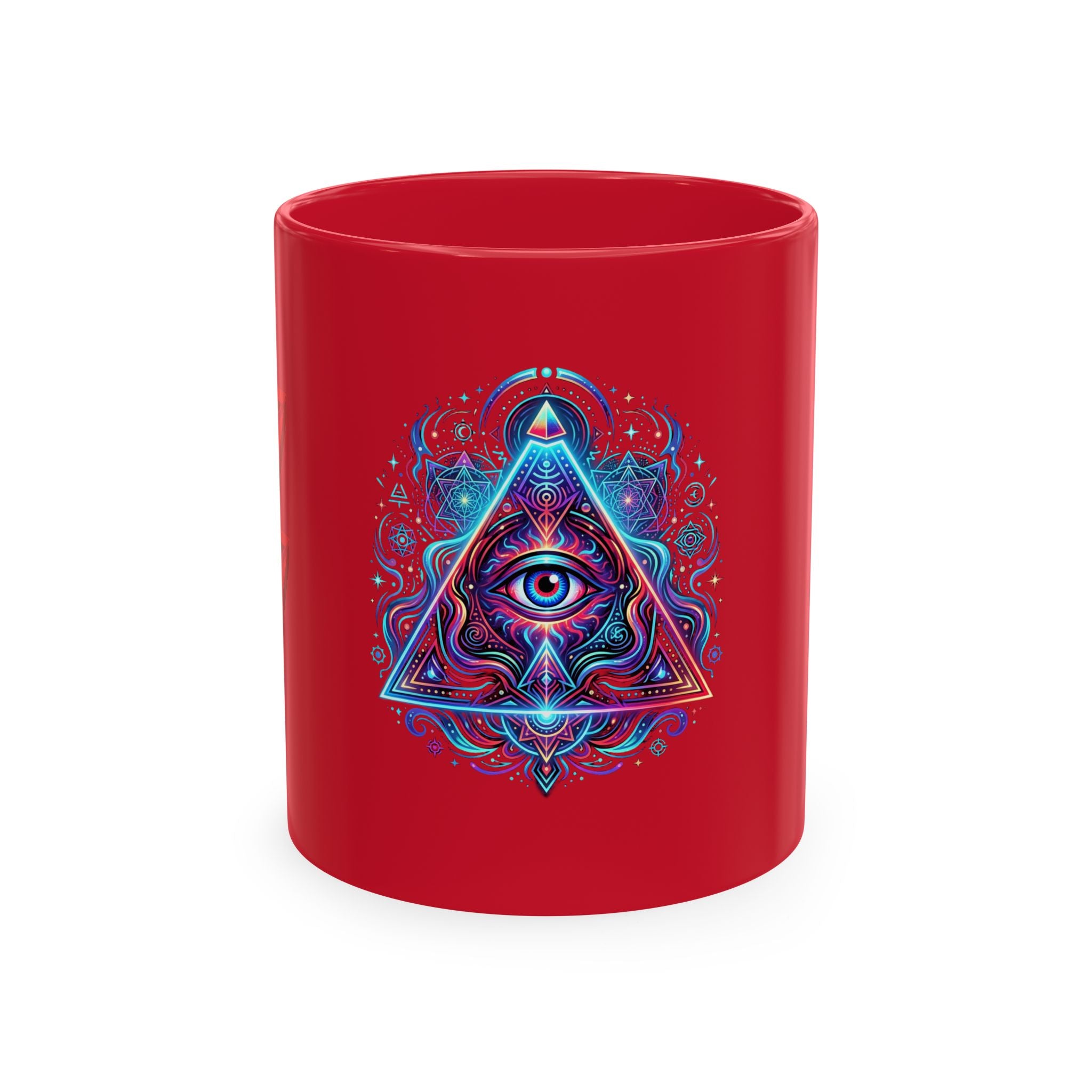 Ceramic Mug — Mystic Third Eye Pyramid Design with 7/17 Red Numerals