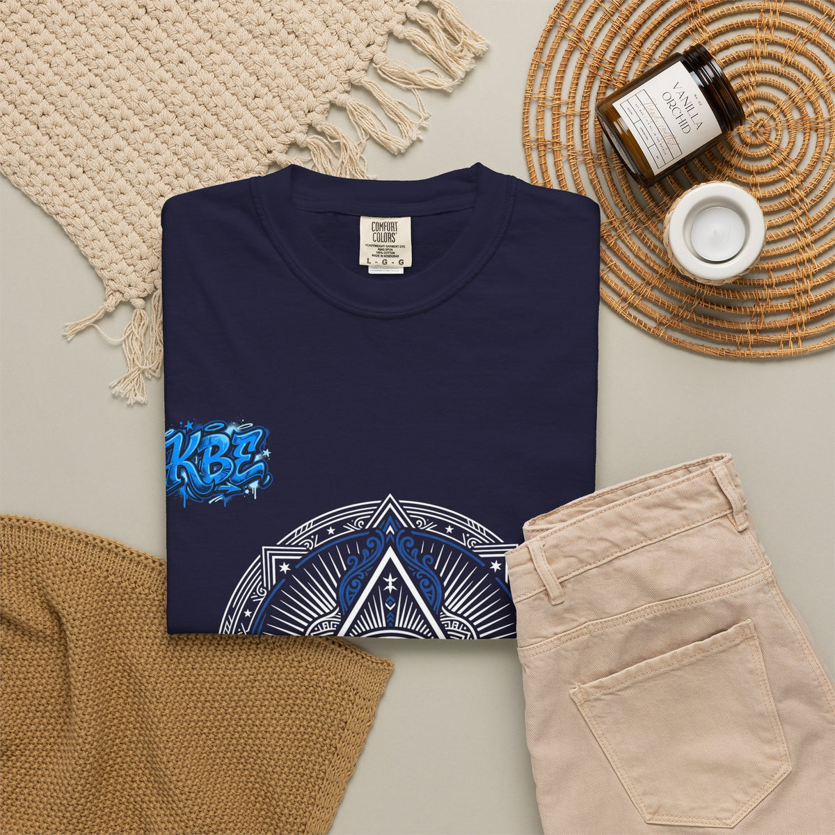 T-Shirt — Blue Geometric Mandala Bandana Graphic