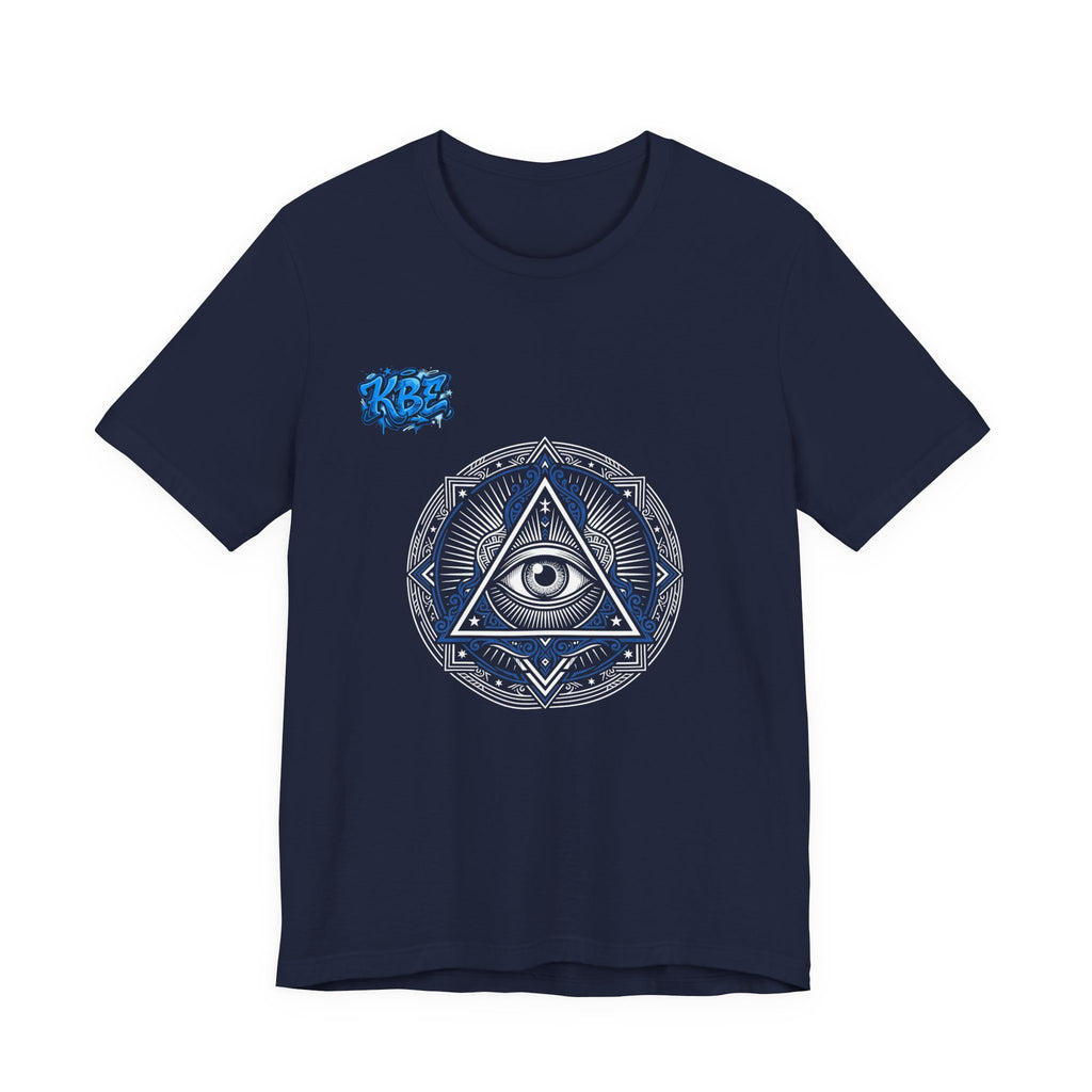 Mystic Moon Mandala Tee — Blue Crescent Graphic T-Shirt