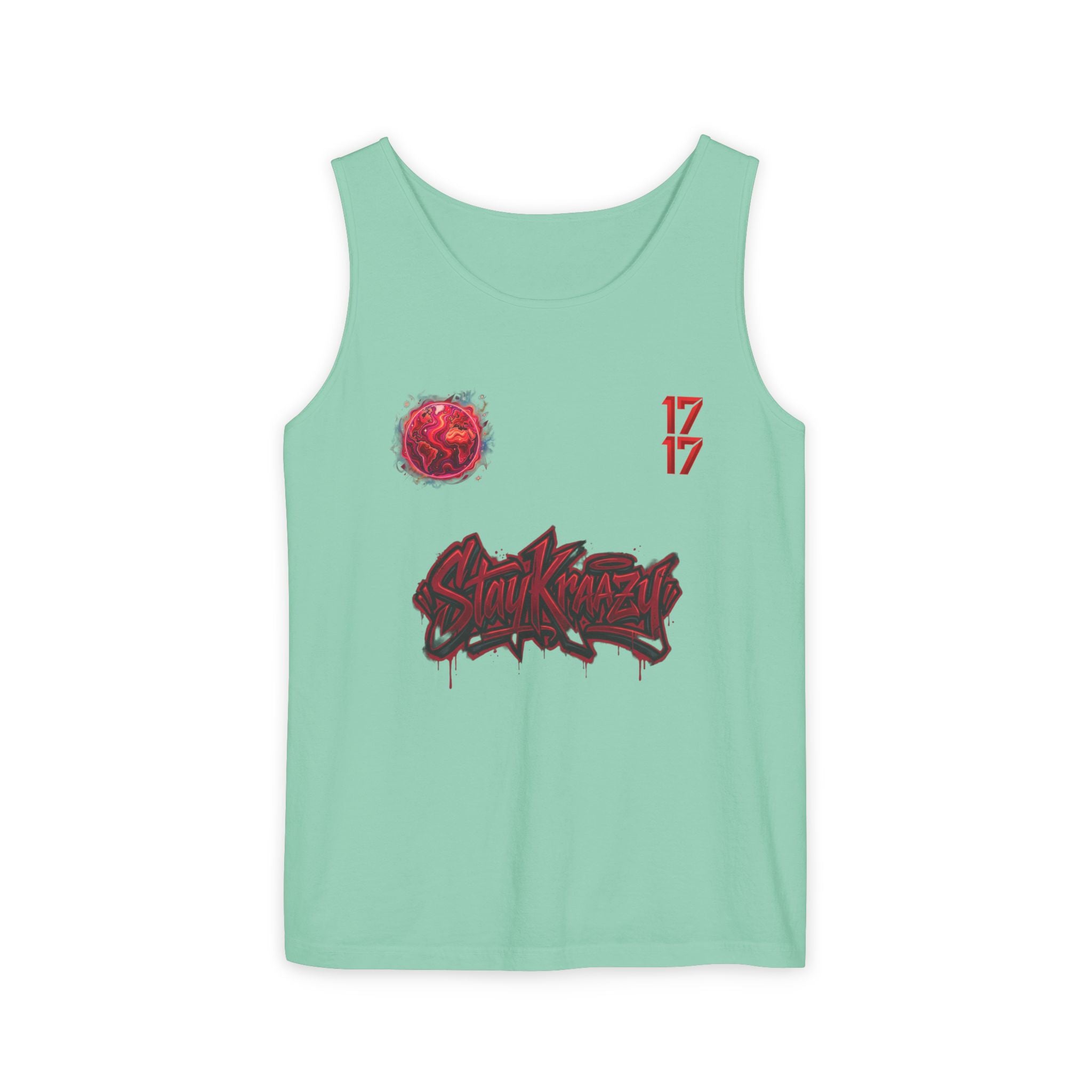 Red Planet Graphic Tank Top — '17/17' Streetwear Planet Design