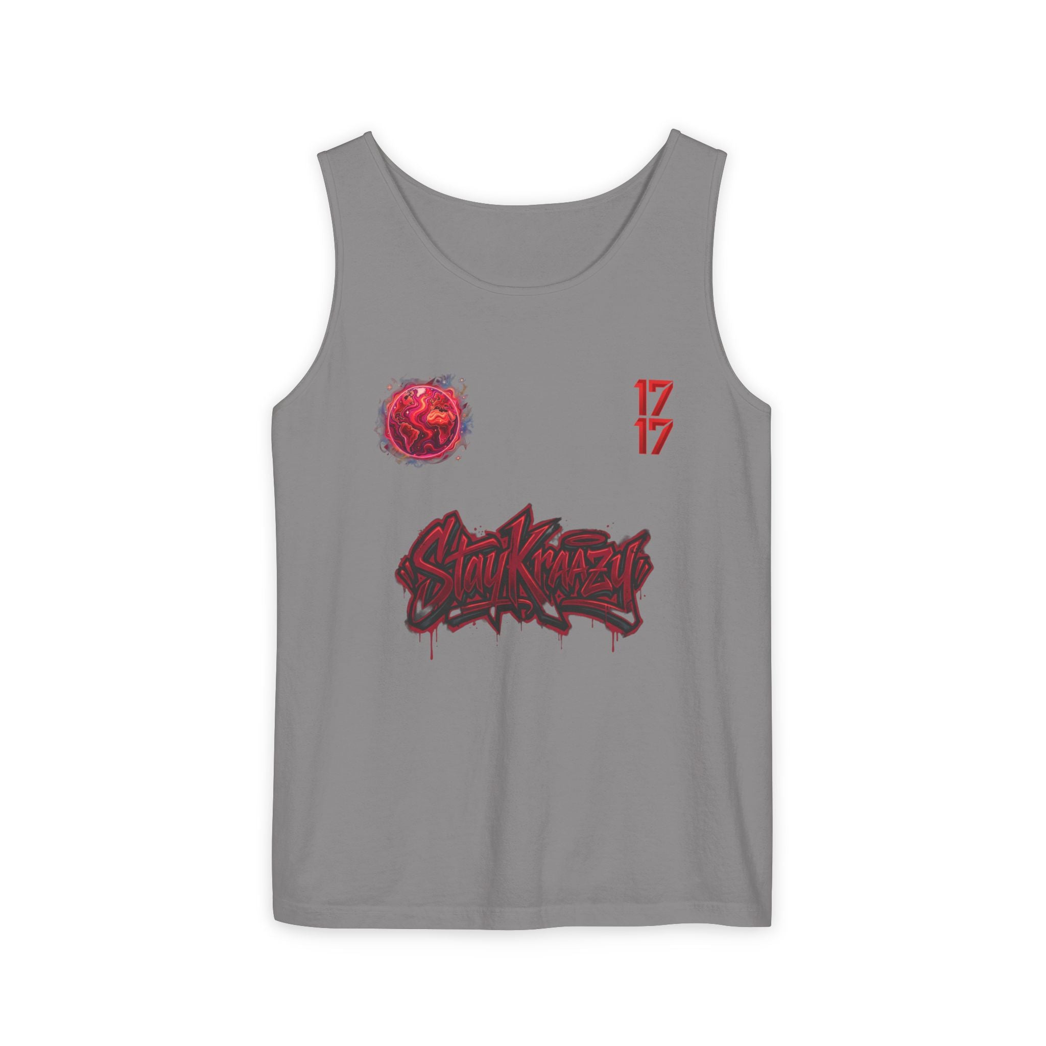 Red Planet Graphic Tank Top — '17/17' Streetwear Planet Design