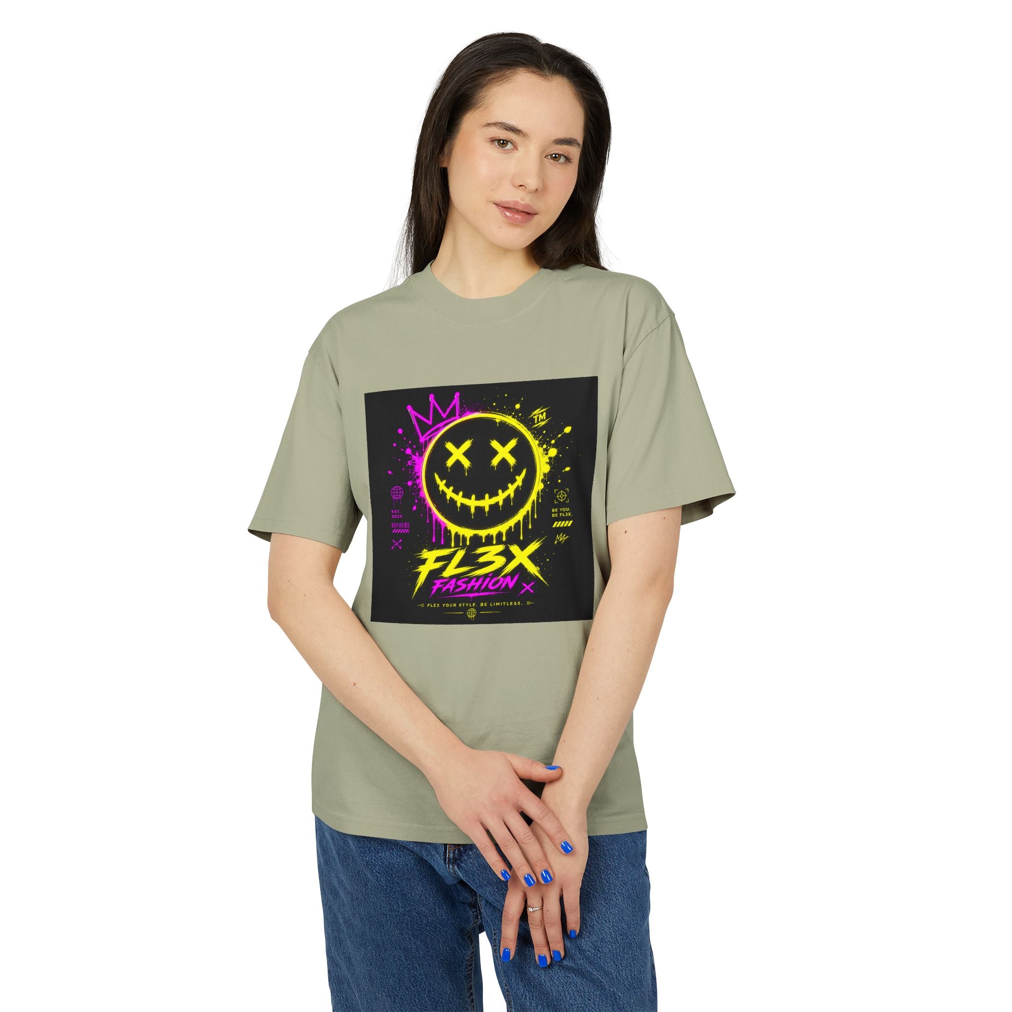 Smiley Streetwear Tee — Neon Crown F13x Fashion Graphic