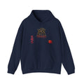 Japanese Calligraphy Logo Hoodie — Kanji "不撓不屈" Design with Red Rose Accent